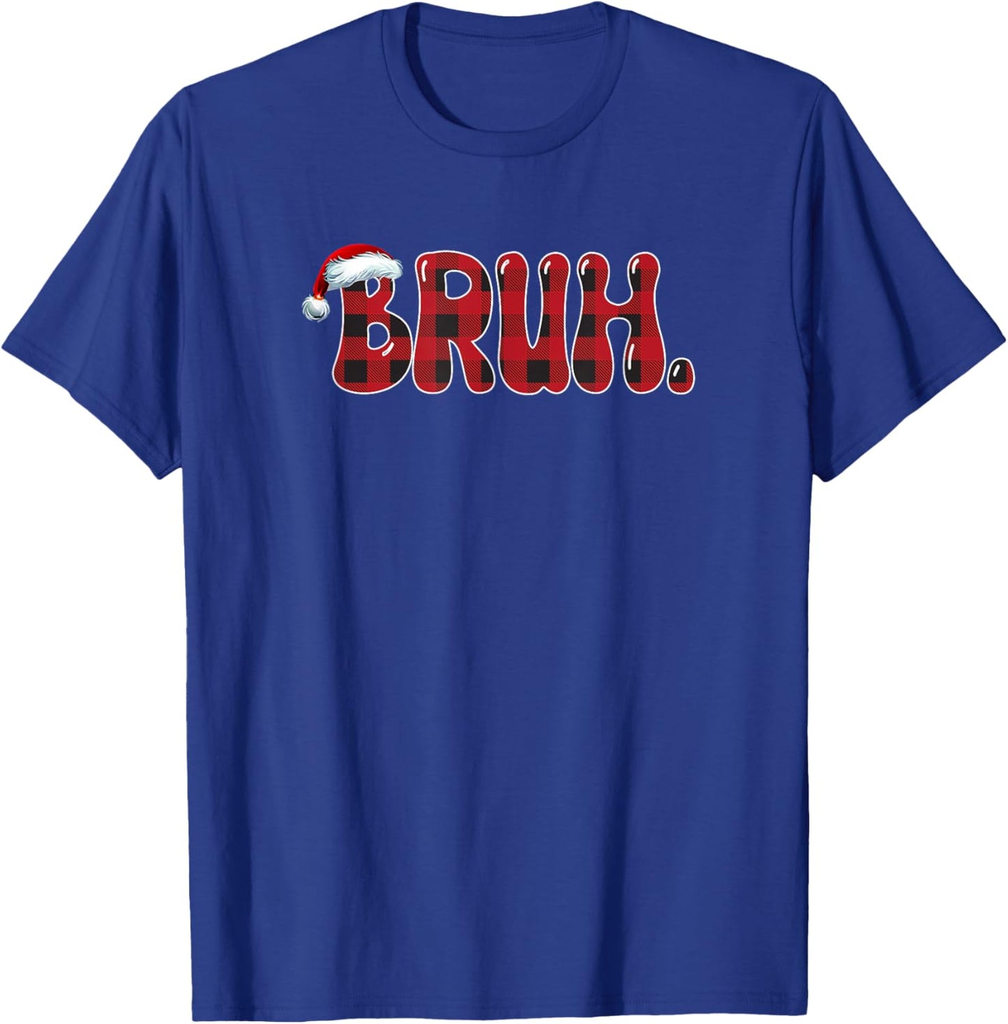 Bruh Funny Christmas Plaid Teens Boys Kids Xmas Pajamas T-Shirt - T-Shirt | Royal