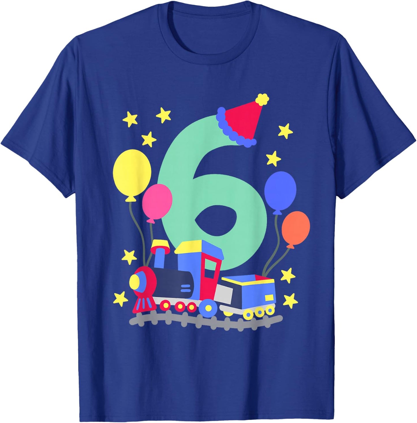6th Birthday Train Lovers I'm 6 Boys Kids Six Years Old T-Shirt - T-Shirt | Royal