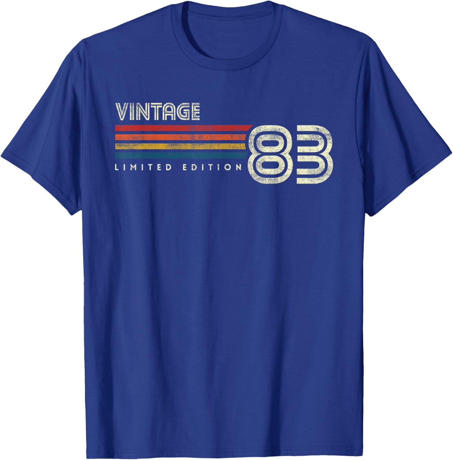 Vintage 1983 Chest Stripe 40 Birthday T-Shirt - T-Shirt | Royal