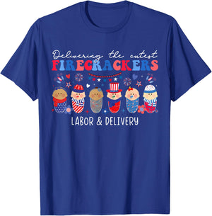 Delivering Cutest Firecrackers Labor & Delivery 4th Of July Men T-Shirt - T-Shirt | Royal