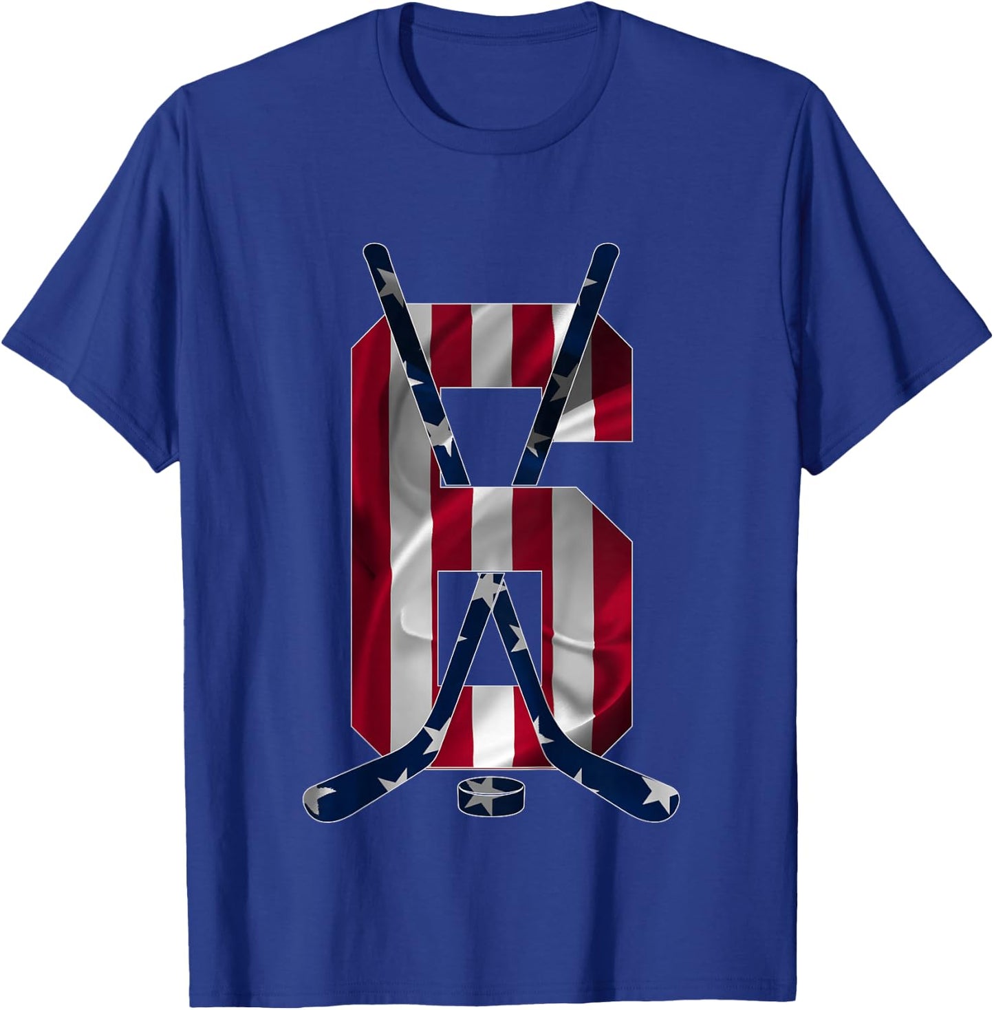 Number 6 Years Ice Hockey 6th Birthday T-Shirt - T-Shirt | Royal