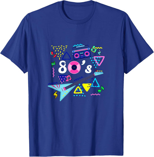 Cool 80s Eighties Rock Band Music Gift Retro Costume Party T-Shirt - T-Shirt | Royal