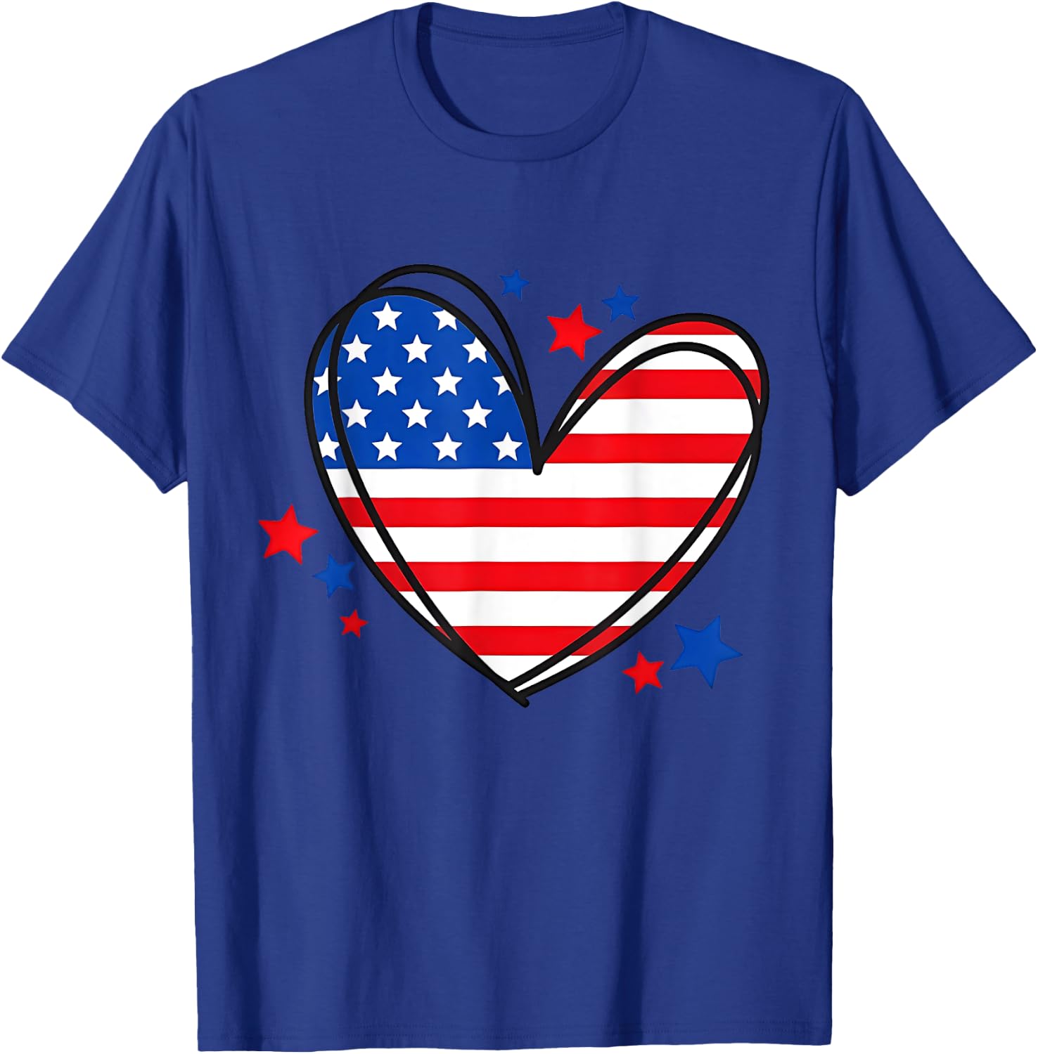 American Flag Heart Independence Day 4th of July Women Kids T-Shirt - T-Shirt | Royal