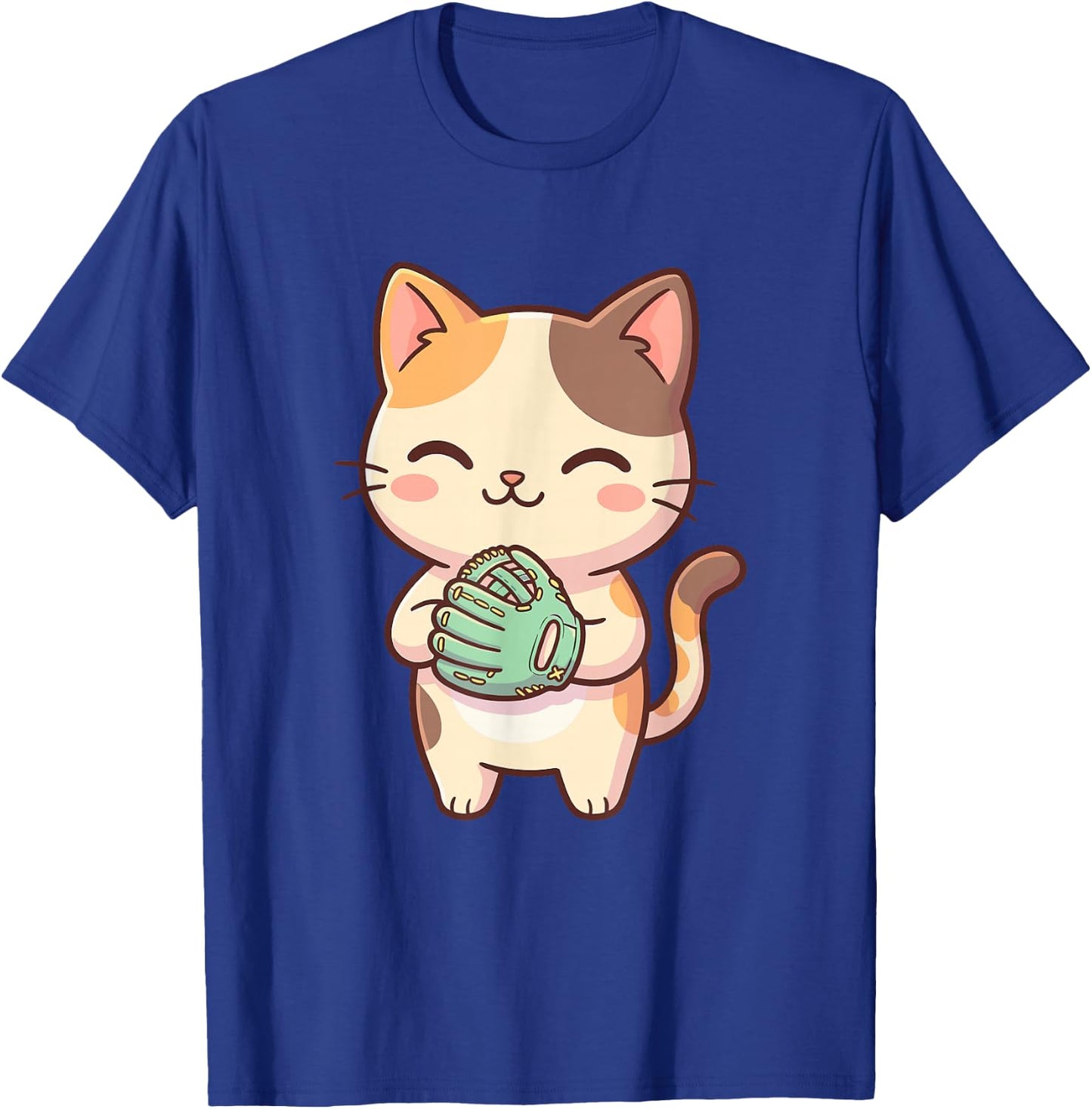 Cute Kawaii Cat Softball T-Shirt - T-Shirt | Royal