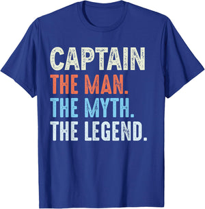 CAPTAIN Man The Myth The Legend Funny Vintage Father's Day T-Shirt - T-Shirt | Royal
