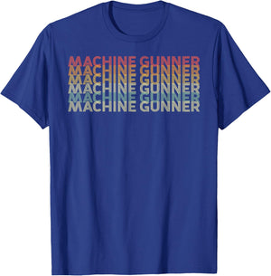 Retro 70s Machine Gunner Job Title T-Shirt - T-Shirt | Royal