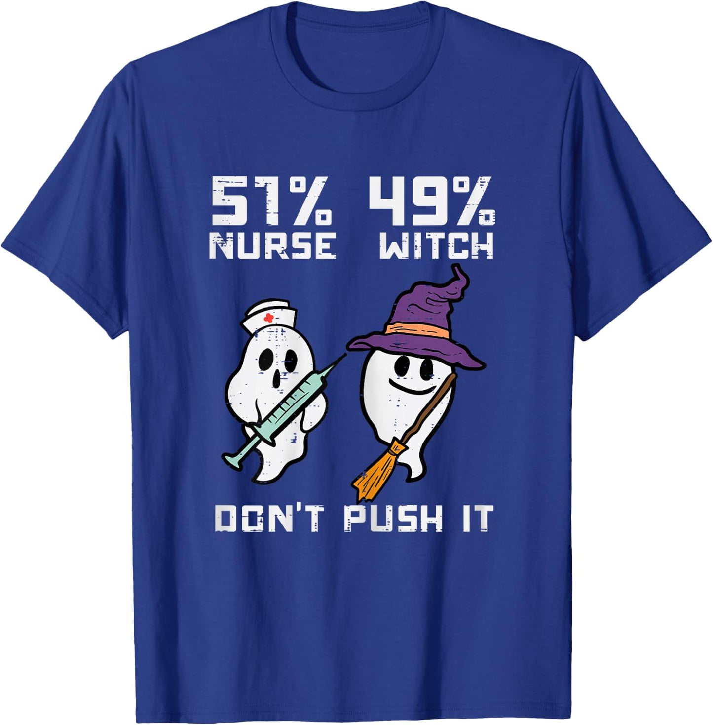 Halloween 51 Percent Nurse Witch Fun Costume Scrub Top Women T-Shirt - T-Shirt | Royal
