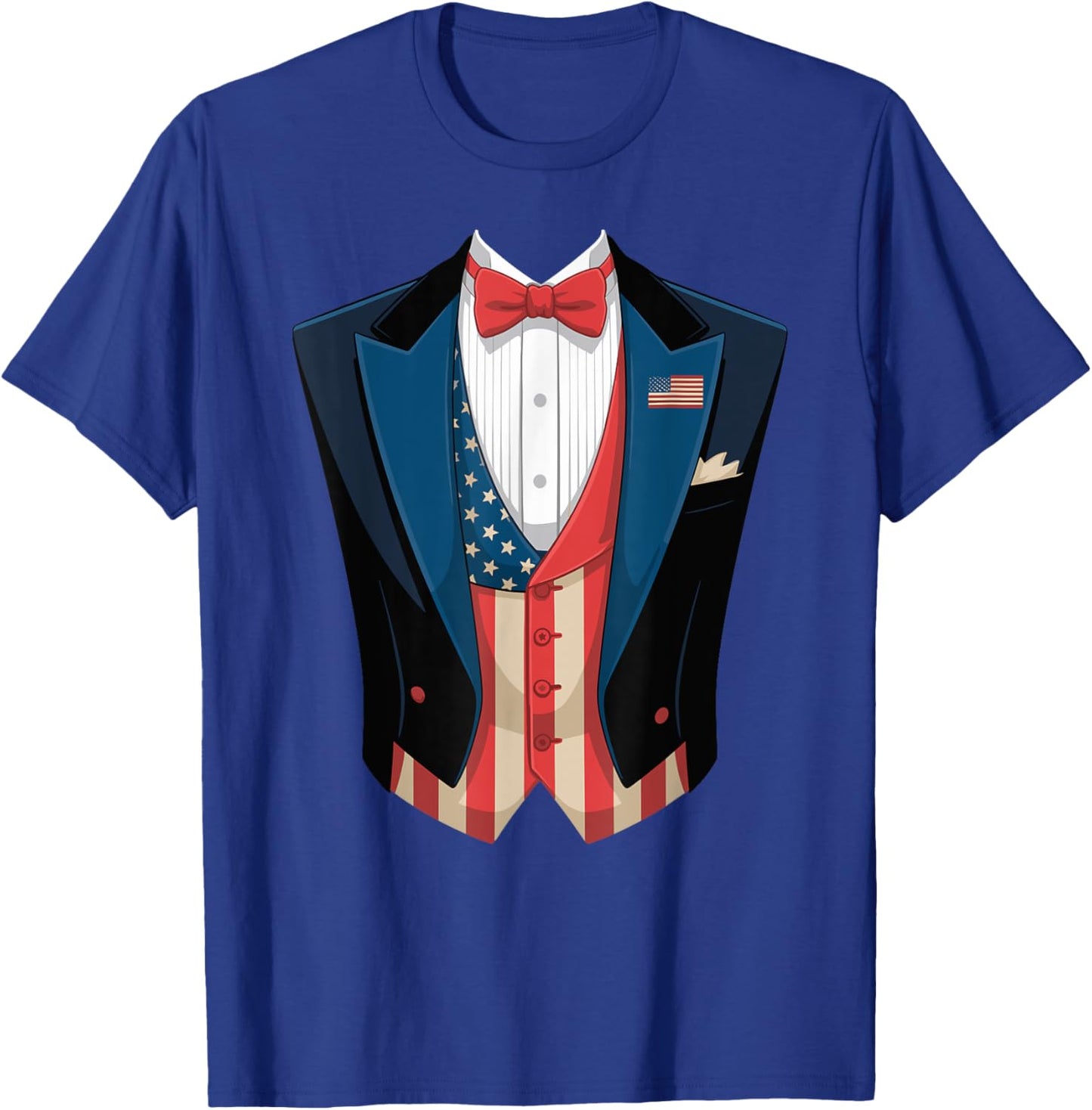 American Flag Tuxedo Costume Funny 4th of July USA T-Shirt - T-Shirt | Royal