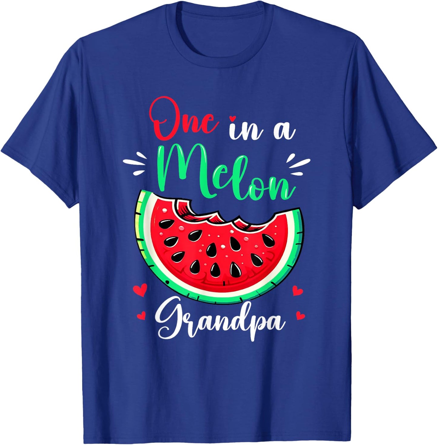 One in a Melon Grandpa Birthday Party Matching Family Funny T-Shirt - T-Shirt | Royal