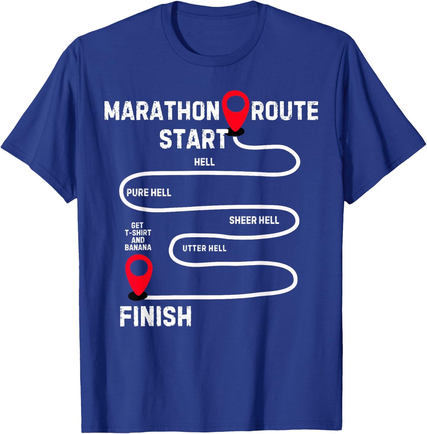 Marathoner Finisher Marathon Running Route Funny Runner T-Shirt - T-Shirt | Royal