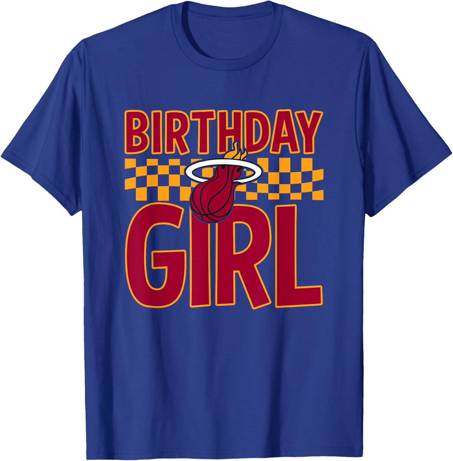 NBA Miami Heat Birthday Girl Checkered Logo T-Shirt - T-Shirt | Royal