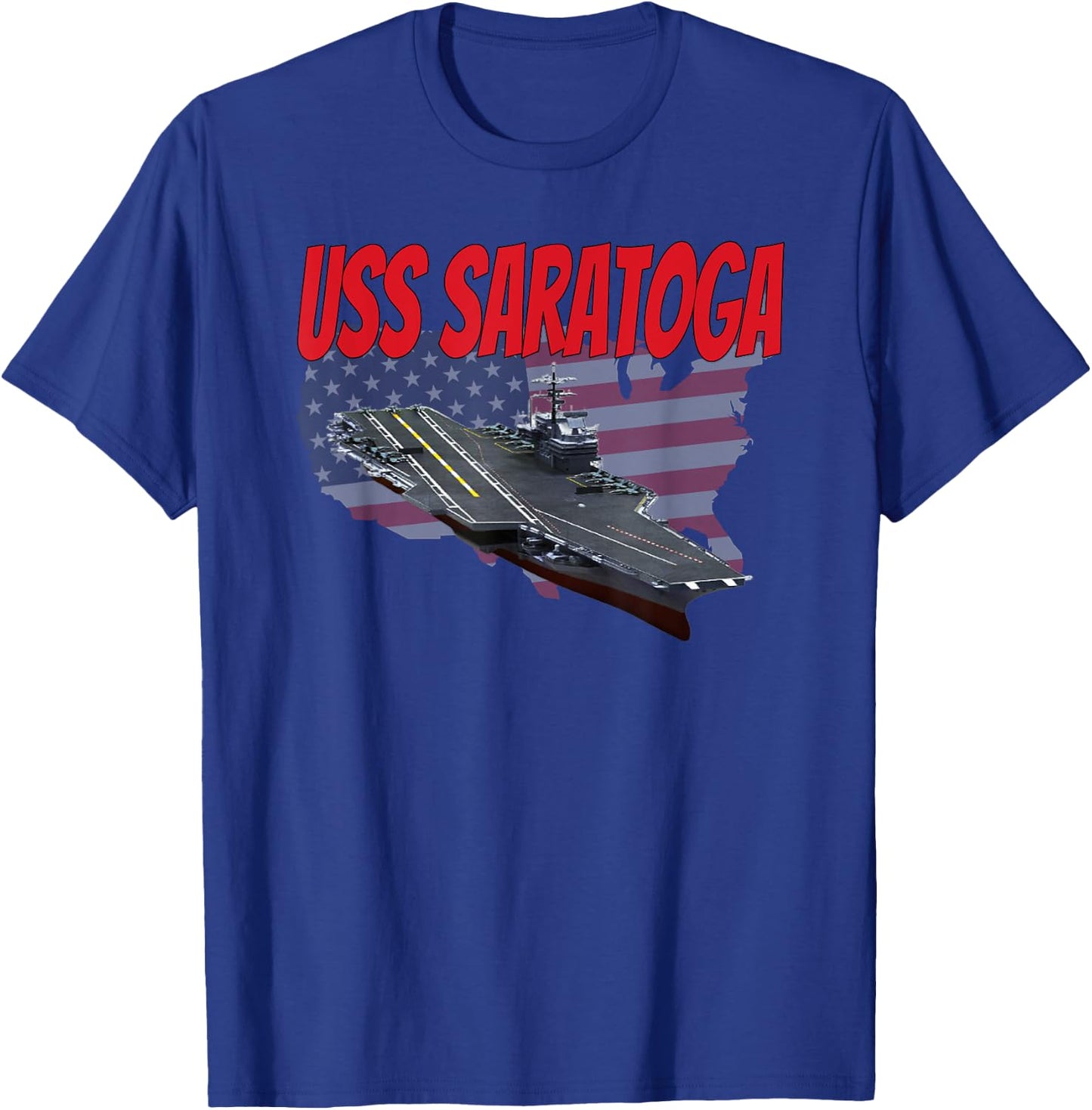 Aircraft Carrier USS Saratoga CV-60 Idea for Grandpa Dad Son T-Shirt - T-Shirt | Royal