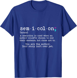 Retro Semicolon Definition Suicide Prevention Awareness 988 T-Shirt - T-Shirt | Royal