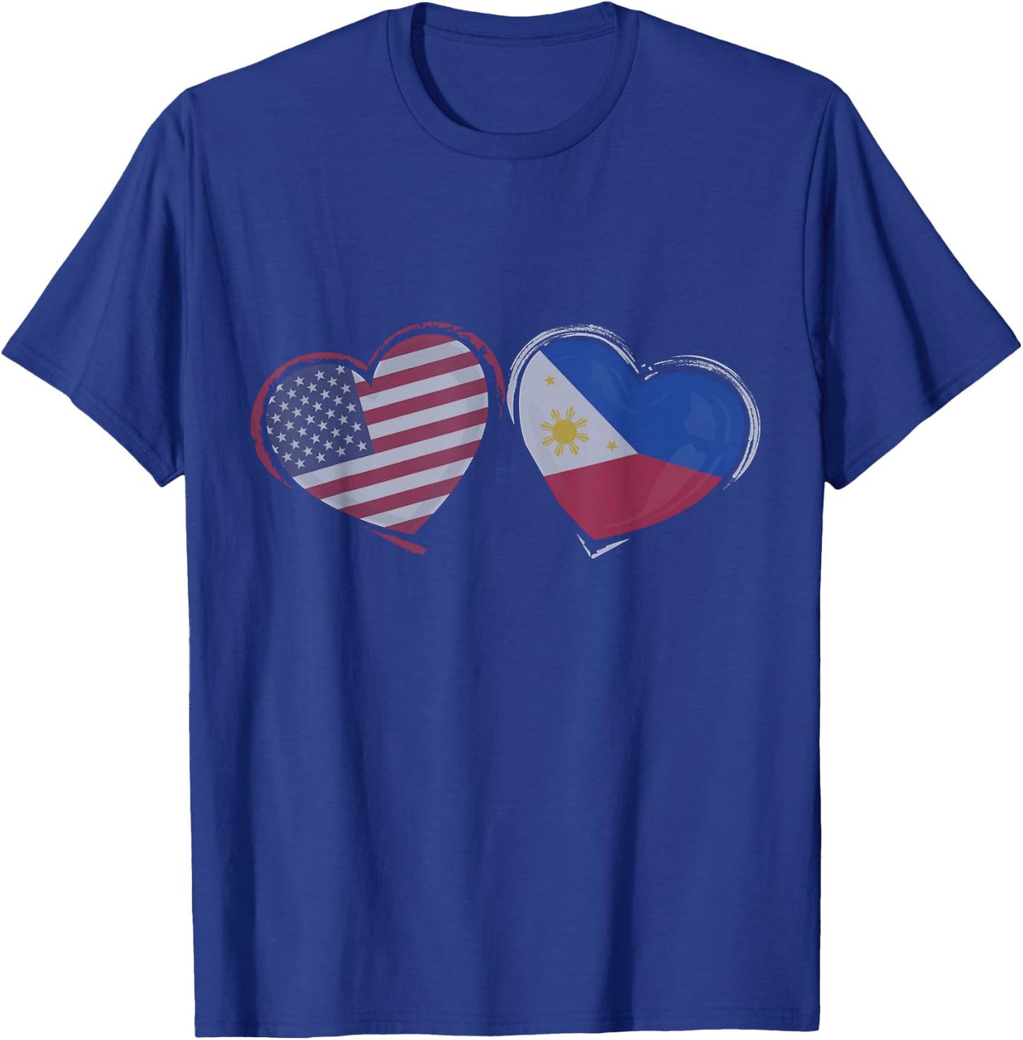 USA Philippines Flag Heart Valentines Day Filipino American T-Shirt - T-Shirt | Royal