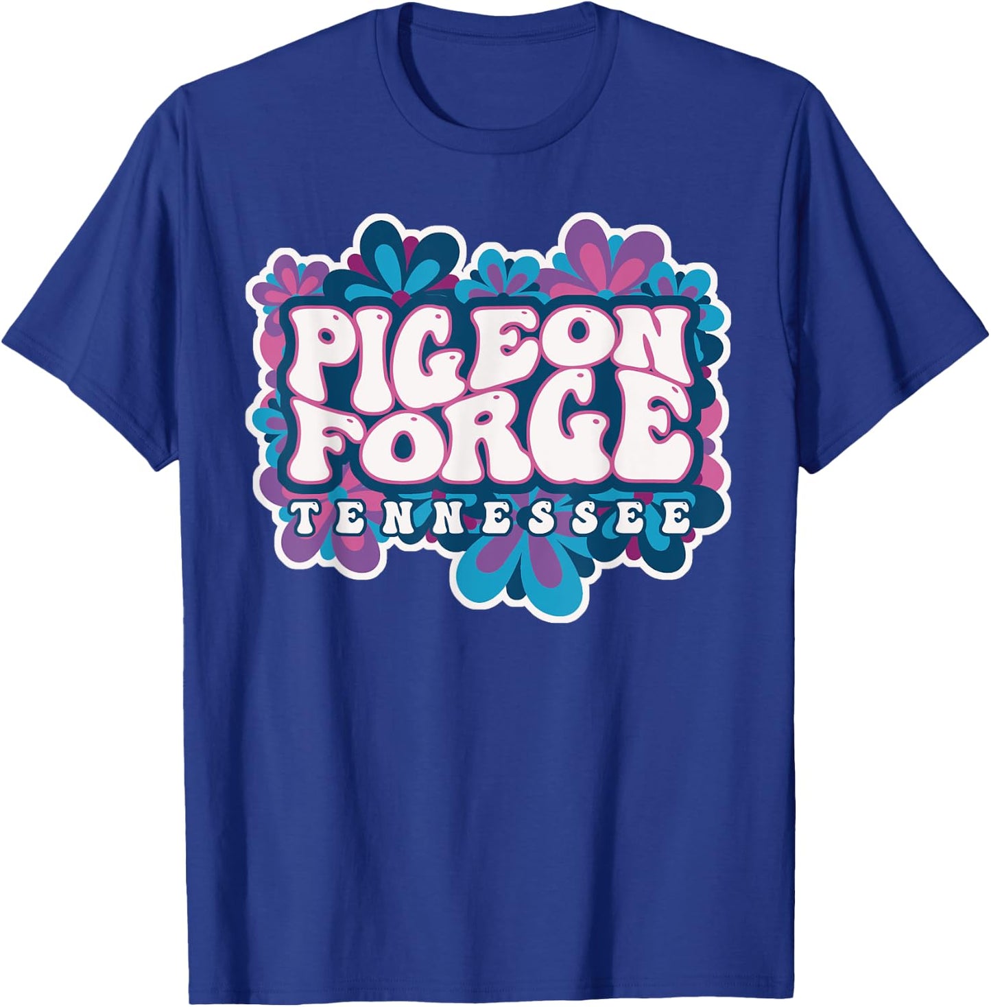 Pigeon Forge Tennessee Travel Hippie 70s Groovy Wavy Text T-Shirt - T-Shirt | Royal