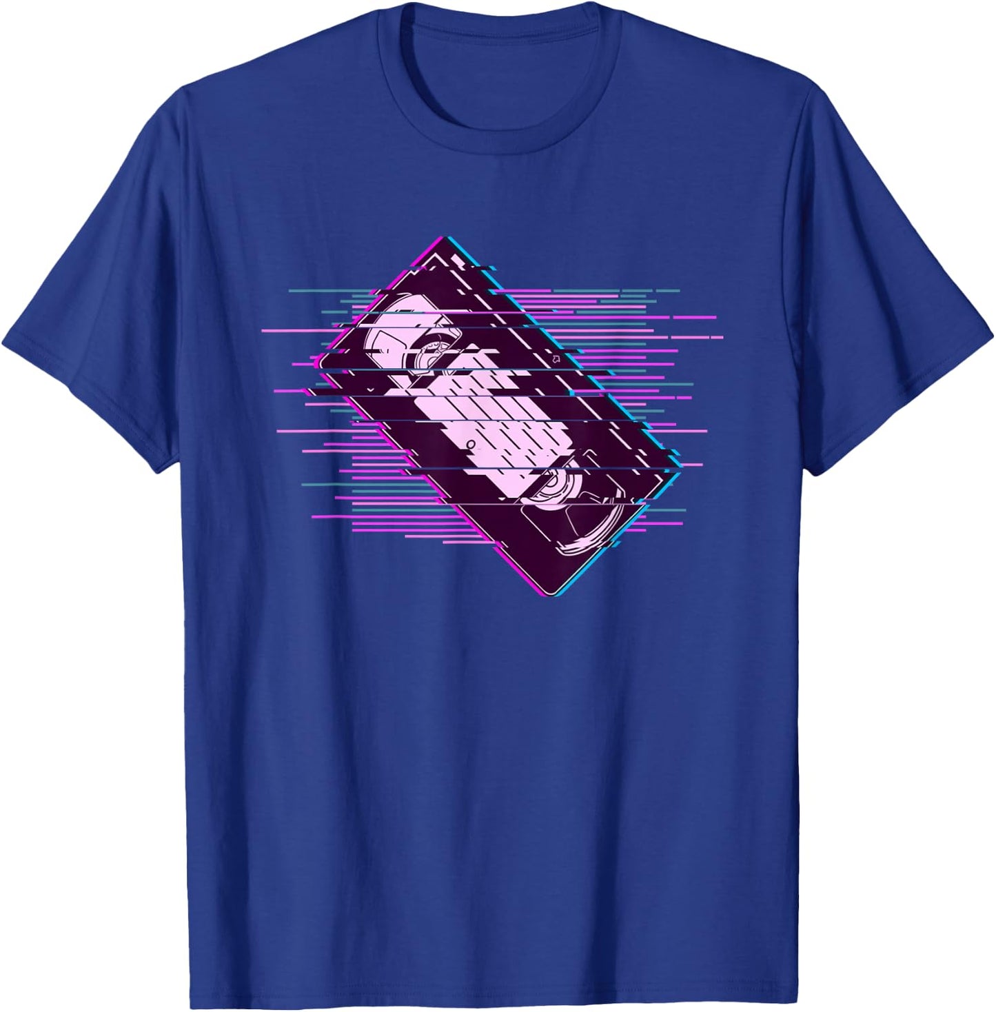 Pixelated Retro Video Cassette Vaporwave T-Shirt - T-Shirt | Royal