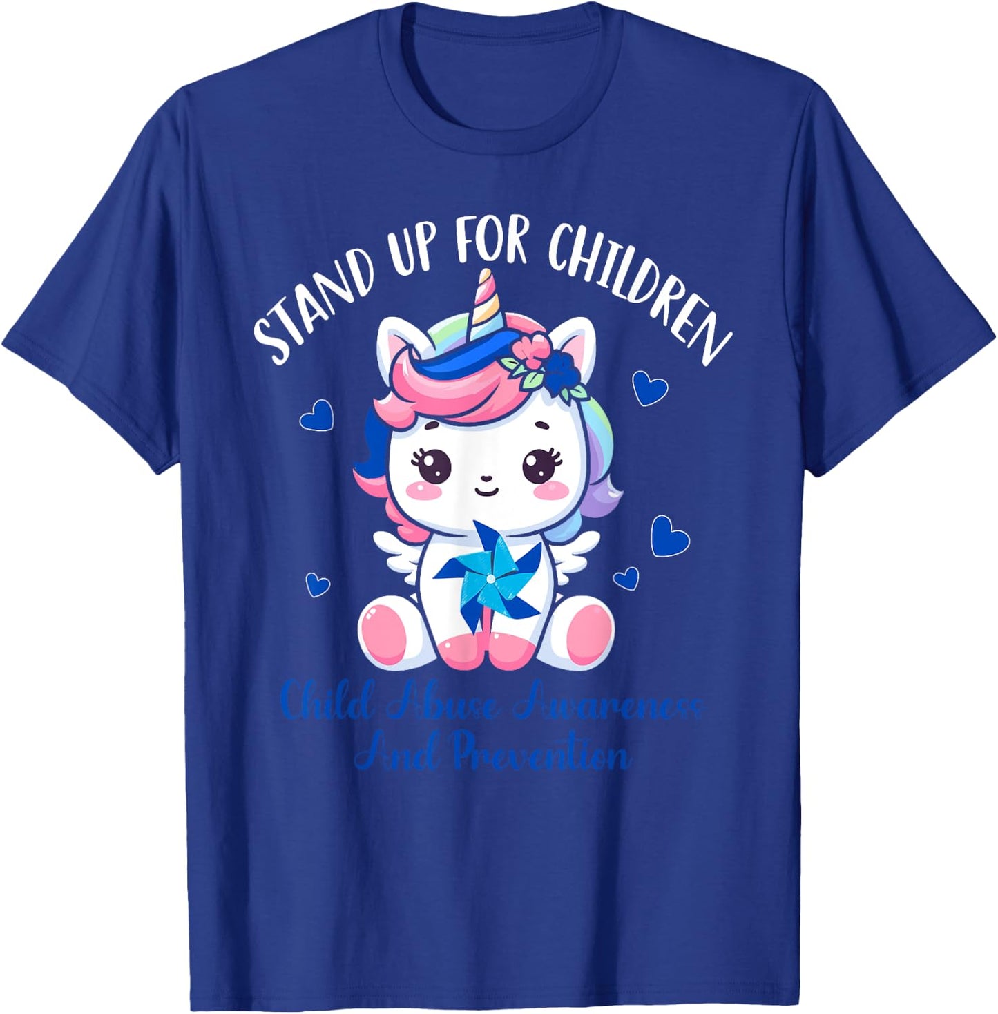 Child Abuse Prevention Month-Stand Up For Children Unicorn T-Shirt - T-Shirt | Royal