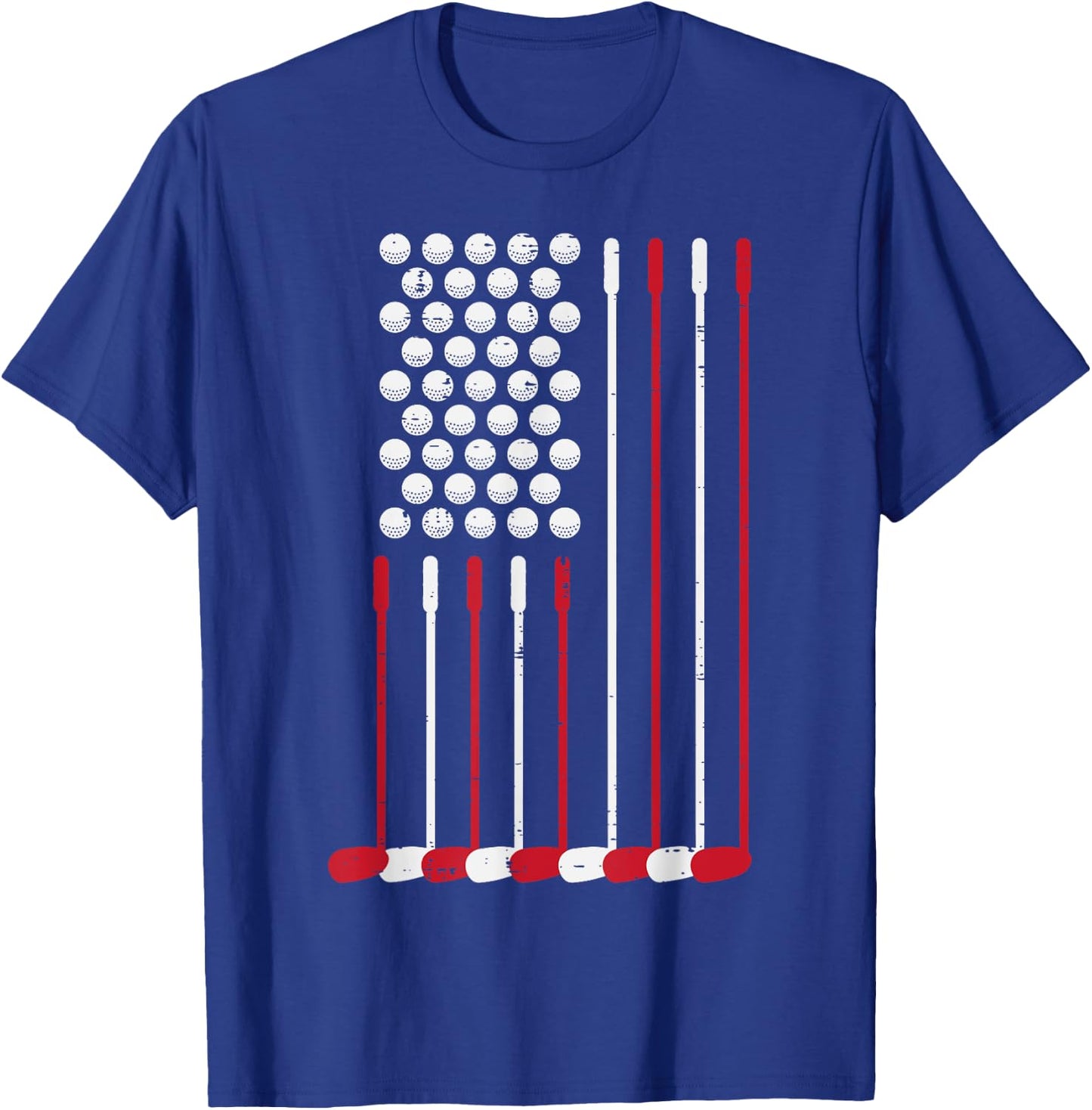 Golf Balls Clubs US Flag 4th July Patriotic Golfer Dad Men T-Shirt - T-Shirt | Royal