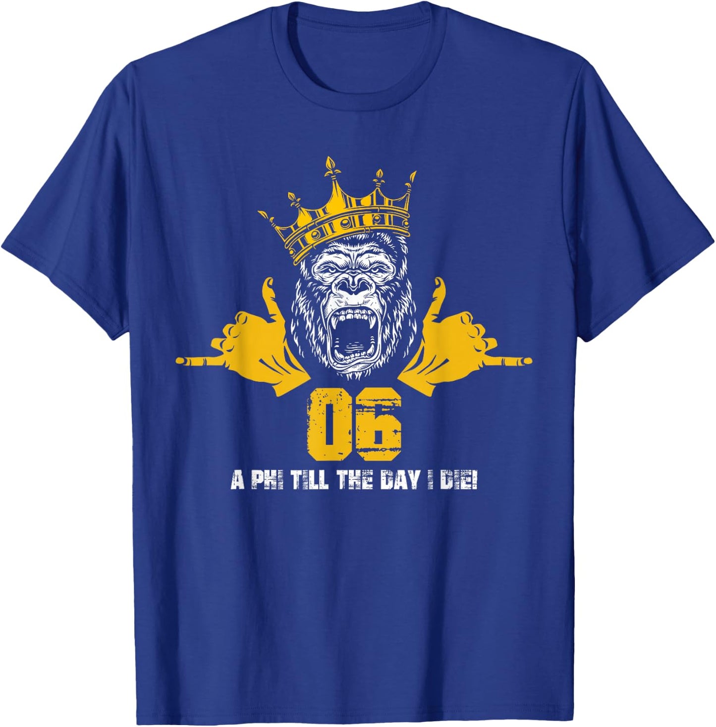 Alpha African 1906 Fraternity Hand Sign Ape Crown T-Shirt - T-Shirt | Royal