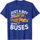 Kids School Bus Costume Just a Boy who loves Buses T-Shirt - T-Shirt | Royal