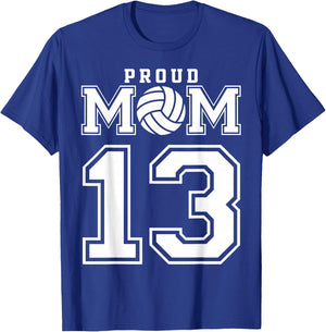 Custom Proud Volleyball Mom Number 13 Personalized Women T-Shirt - T-Shirt | Royal