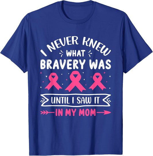 I Never Knew What Bravery Was Until I Saw It In My Mom Breas T-Shirt - T-Shirt | Royal