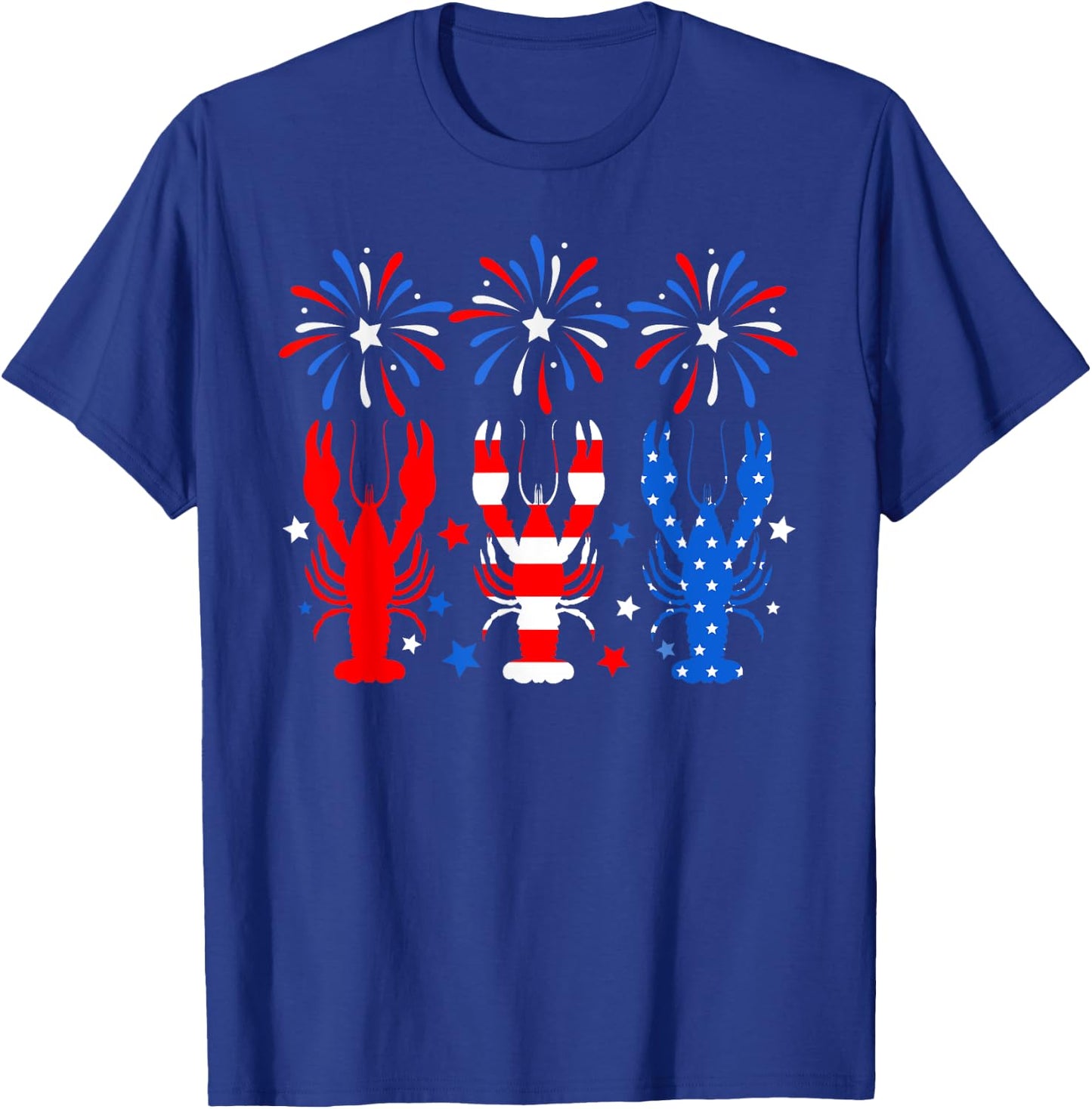 4th Of July Crawfish American Flag Red White Blue Fireworks T-Shirt - T-Shirt | Royal