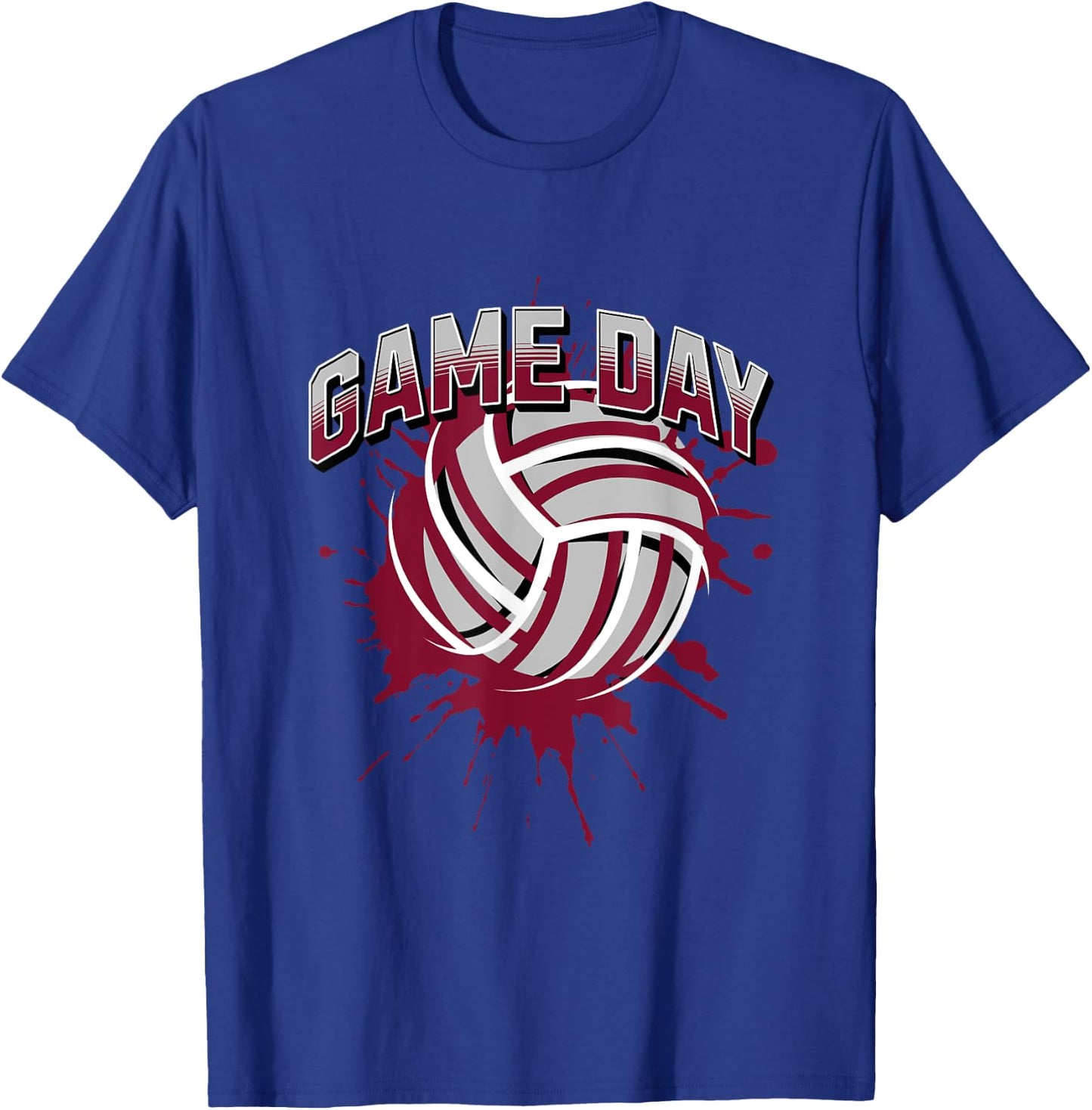 Volleyball Parents Team Game Day Maroon & White Art T-Shirt - T-Shirt | Royal