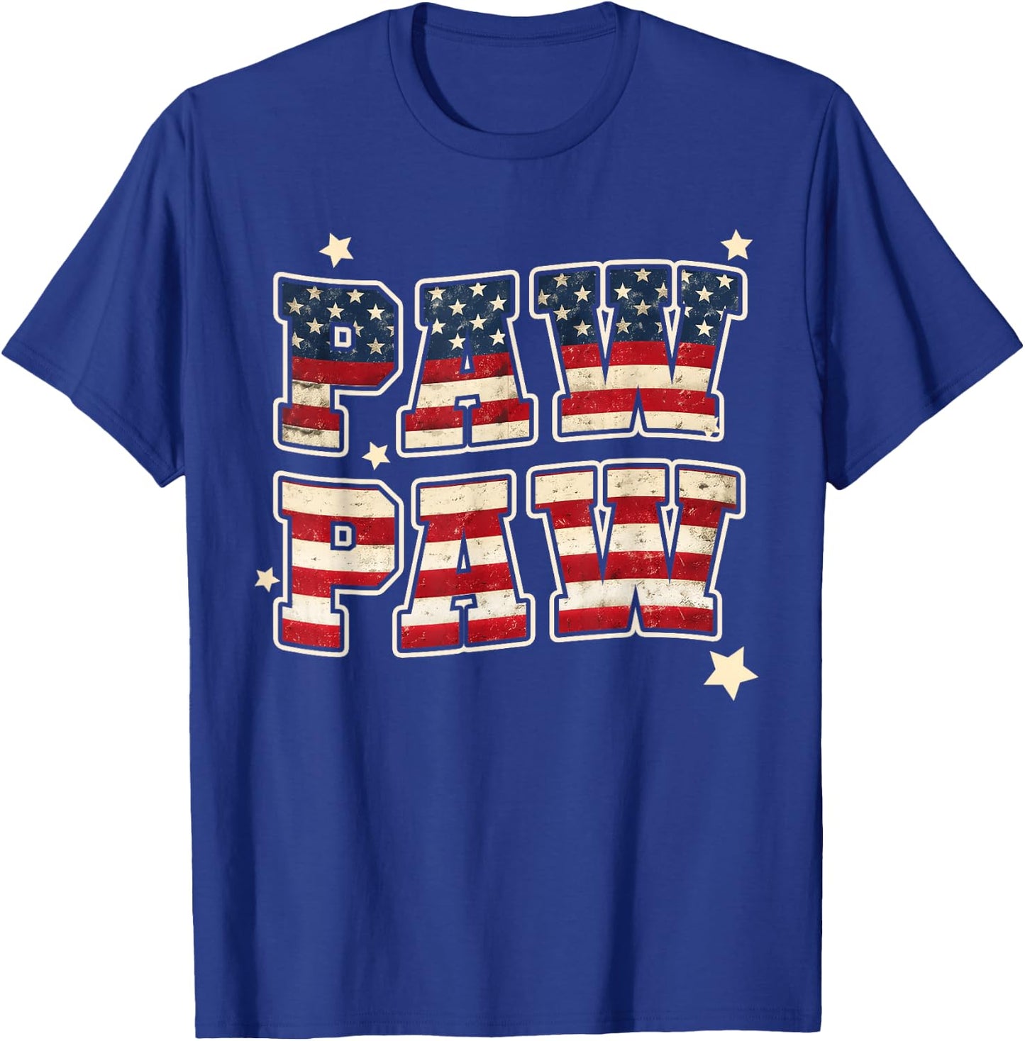 Paw Paw Vintage American Flag Grandpa Father's Day Men T-Shirt - T-Shirt | Royal