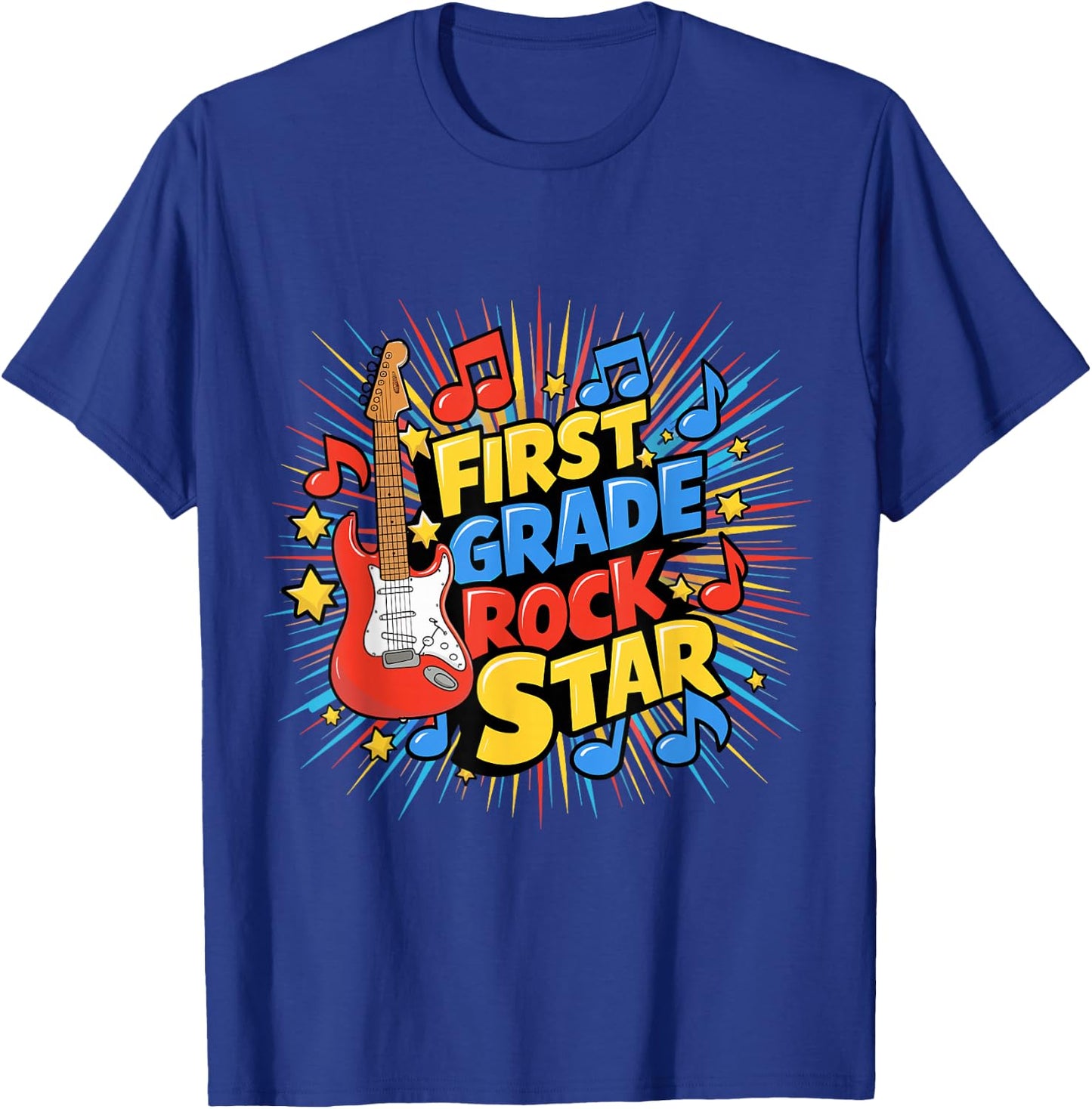 First Grade Rockstar Teacher Student Men Women Boys Girls T-Shirt - T-Shirt | Royal
