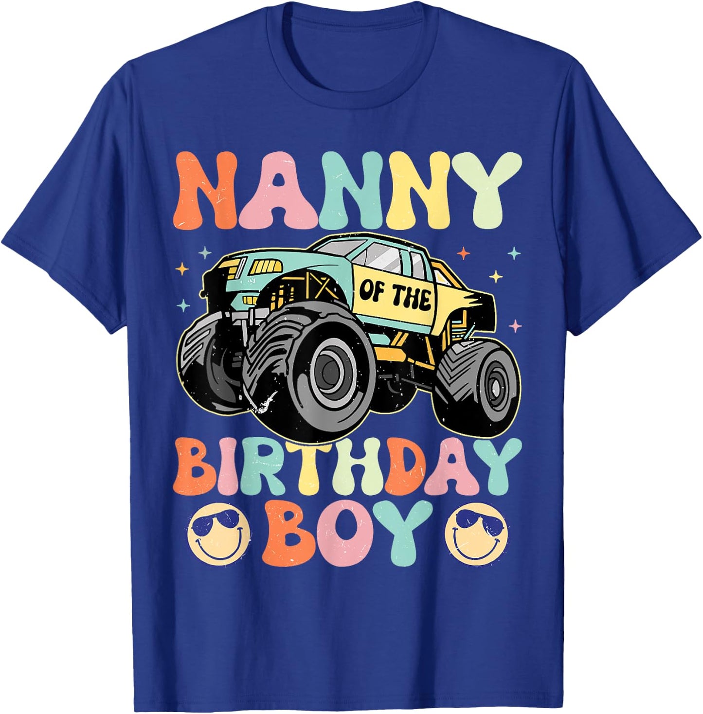 Monster Truck Nanny Of The Birthday Boy Matching Family T-Shirt - T-Shirt | Royal