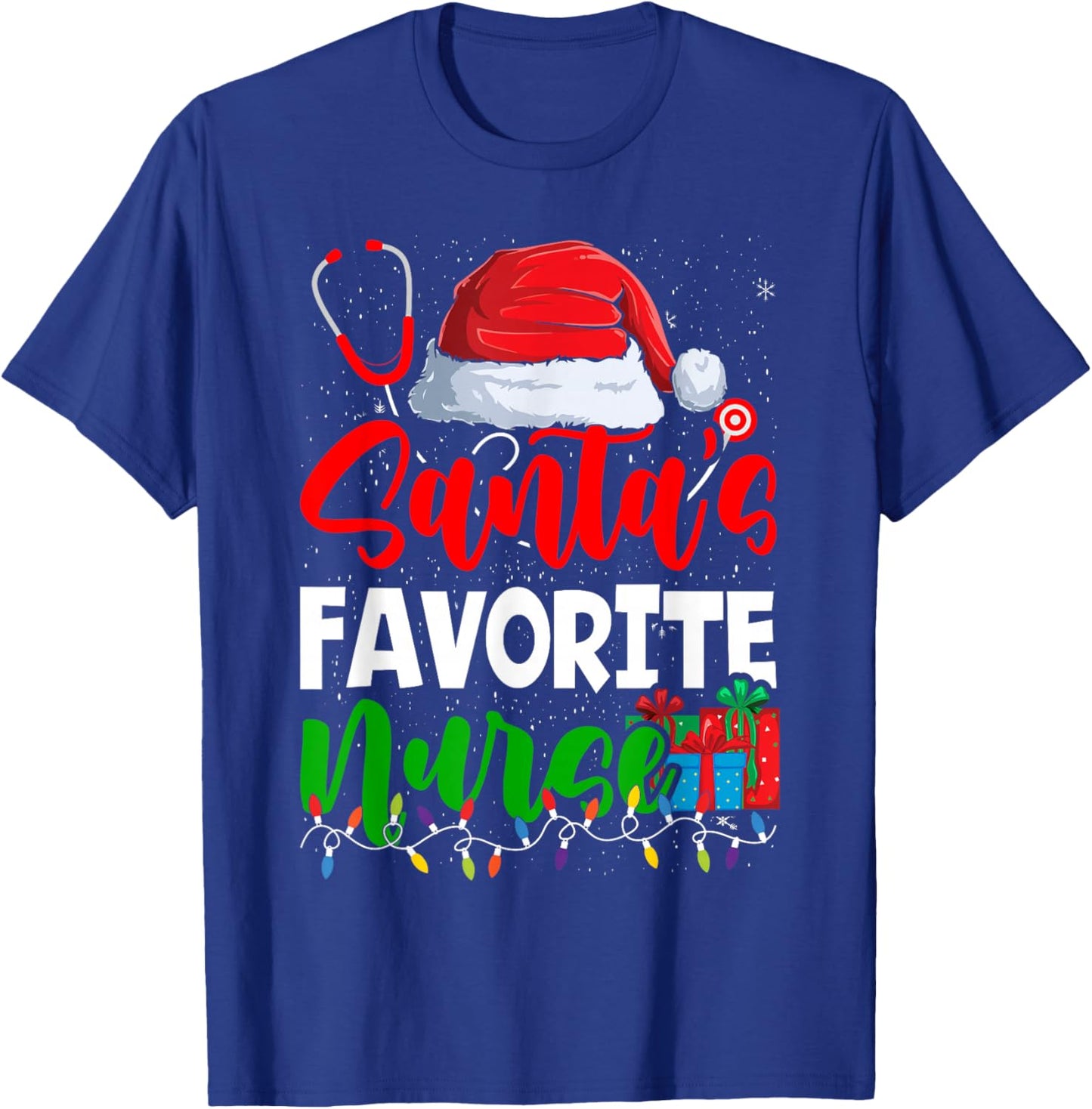 Santa's Favorite Nurse Christmas Nursing T-Shirt - T-Shirt | Royal
