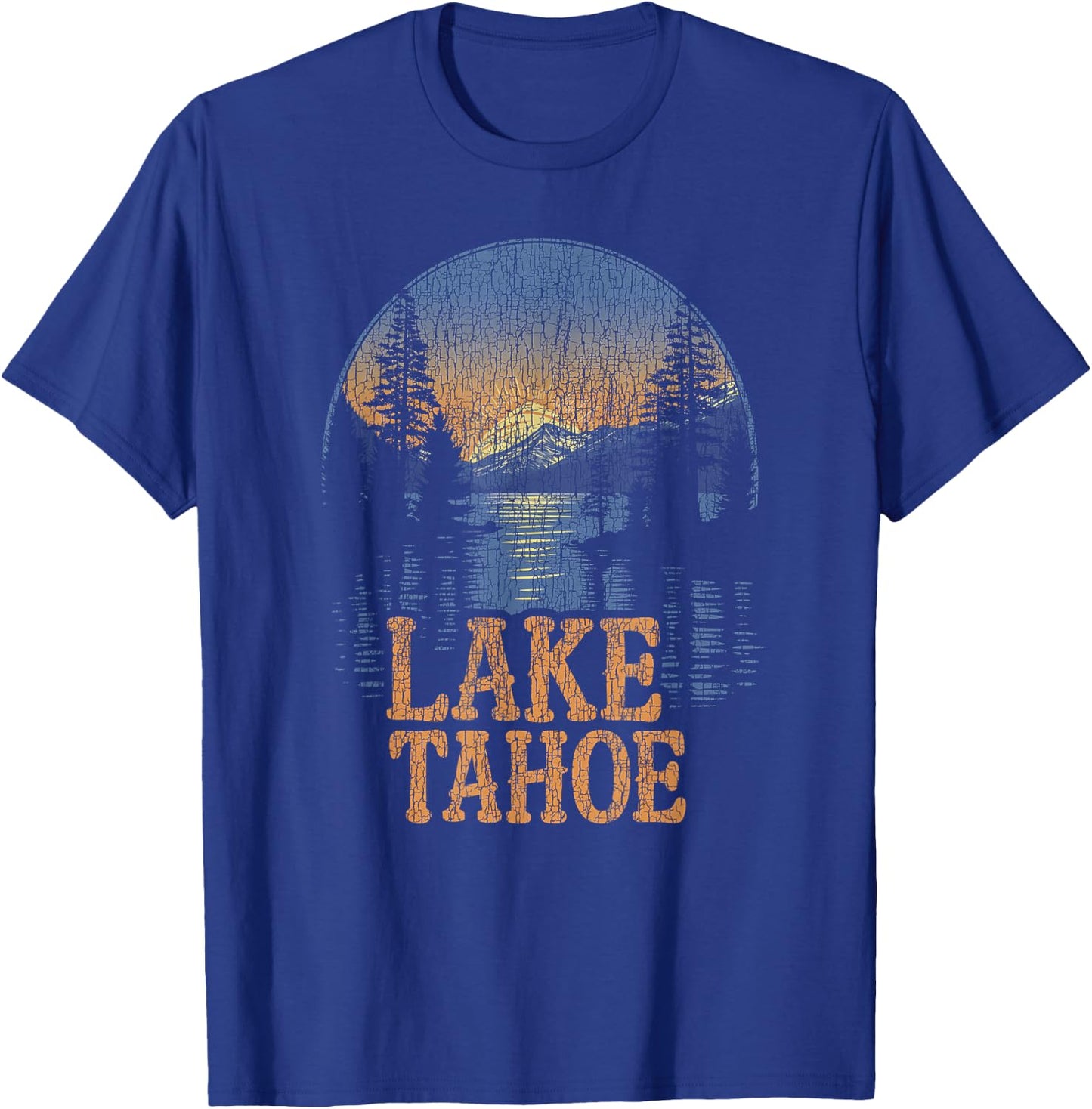 Lake Tahoe -California Mountain Vintage Men Women Kids Retro T-Shirt - T-Shirt | Royal