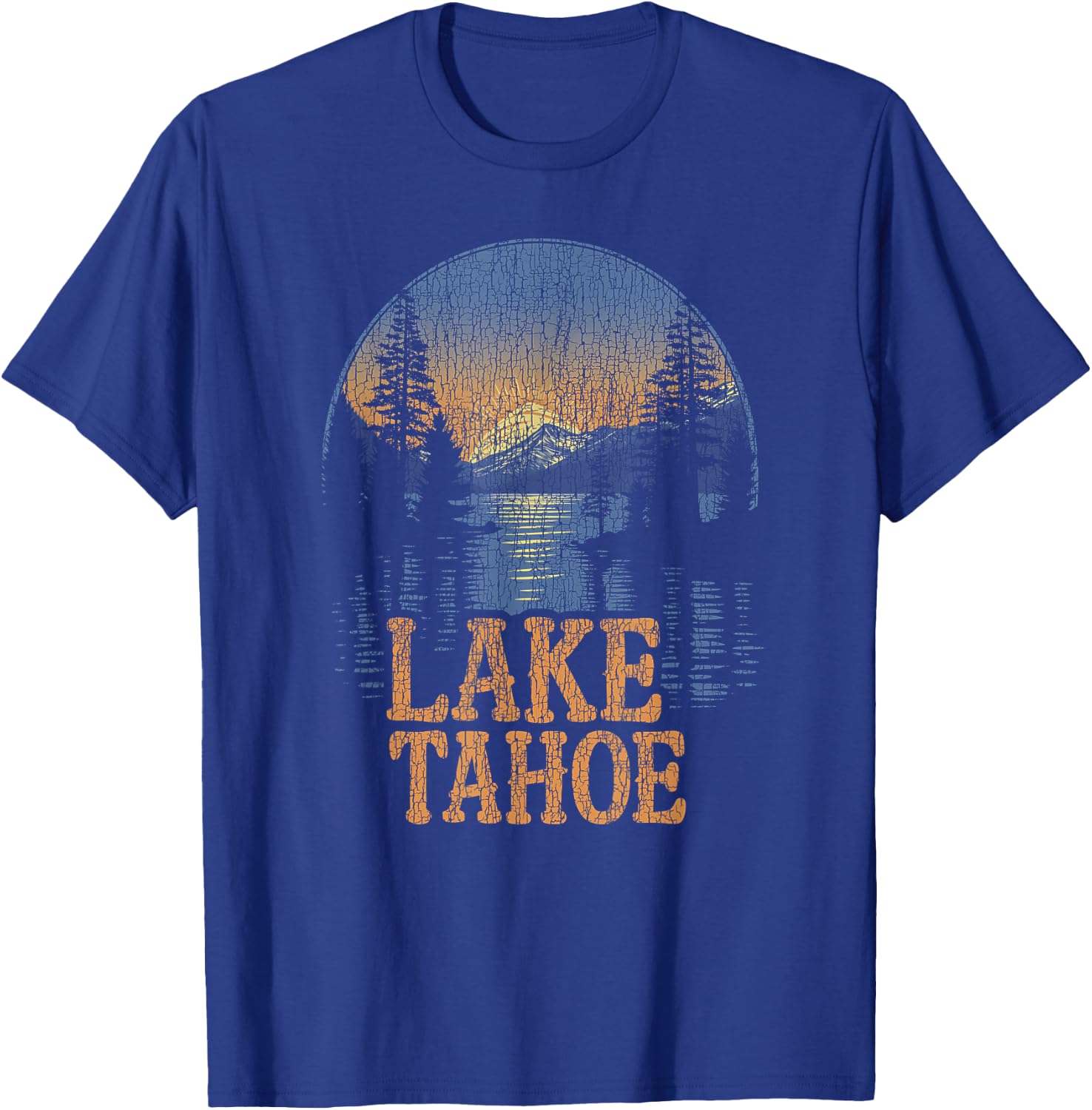 Lake Tahoe -California Mountain Vintage Men Women Kids Retro T-Shirt - T-Shirt | Royal