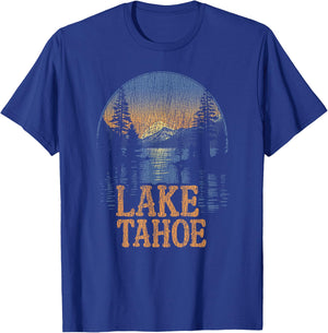 Lake Tahoe -California Mountain Vintage Men Women Kids Retro T-Shirt - T-Shirt | Royal
