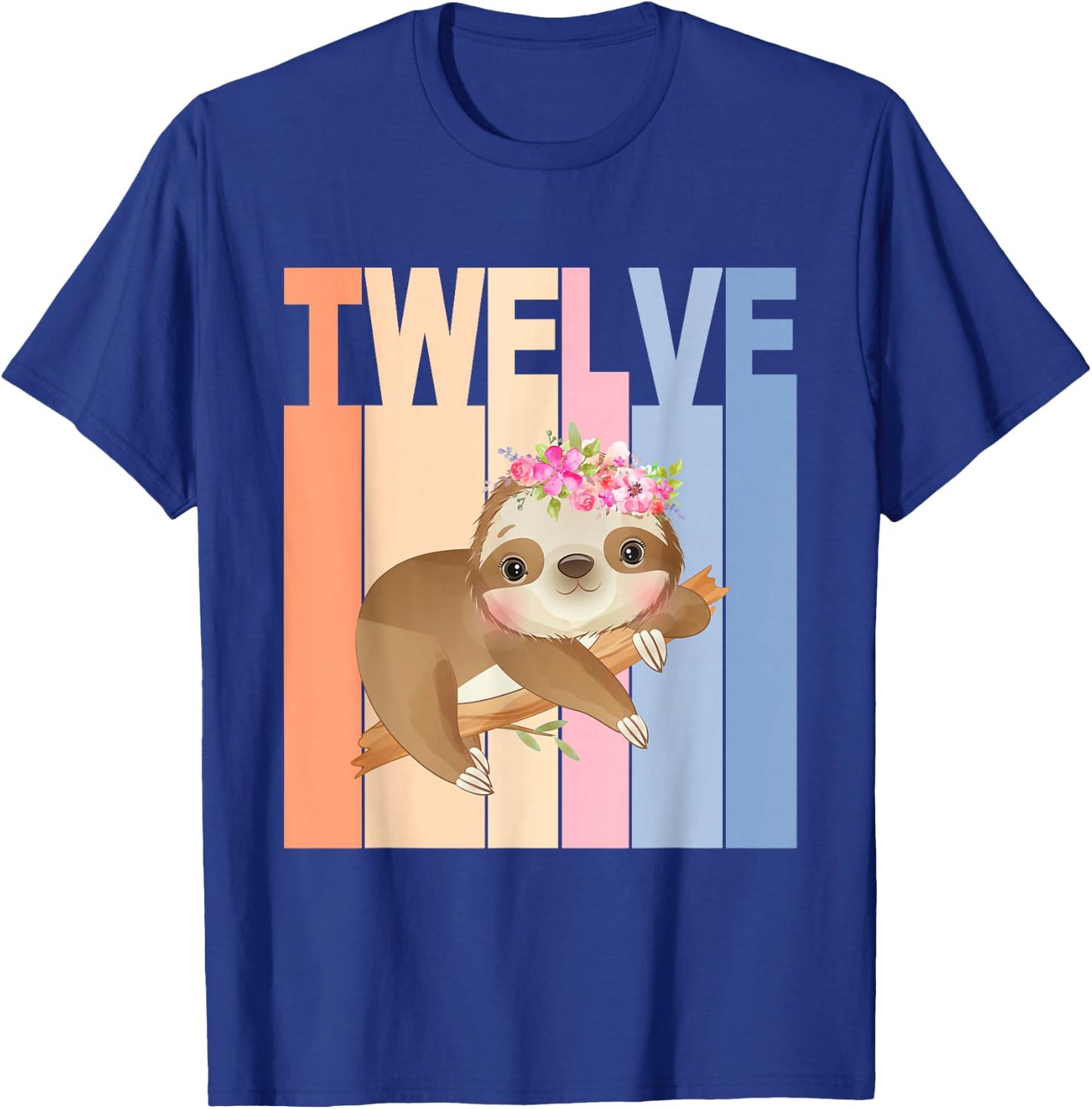 12 Year Old Cute Sloth Birthday Girl 12th Birthday Party T-Shirt - T-Shirt | Royal