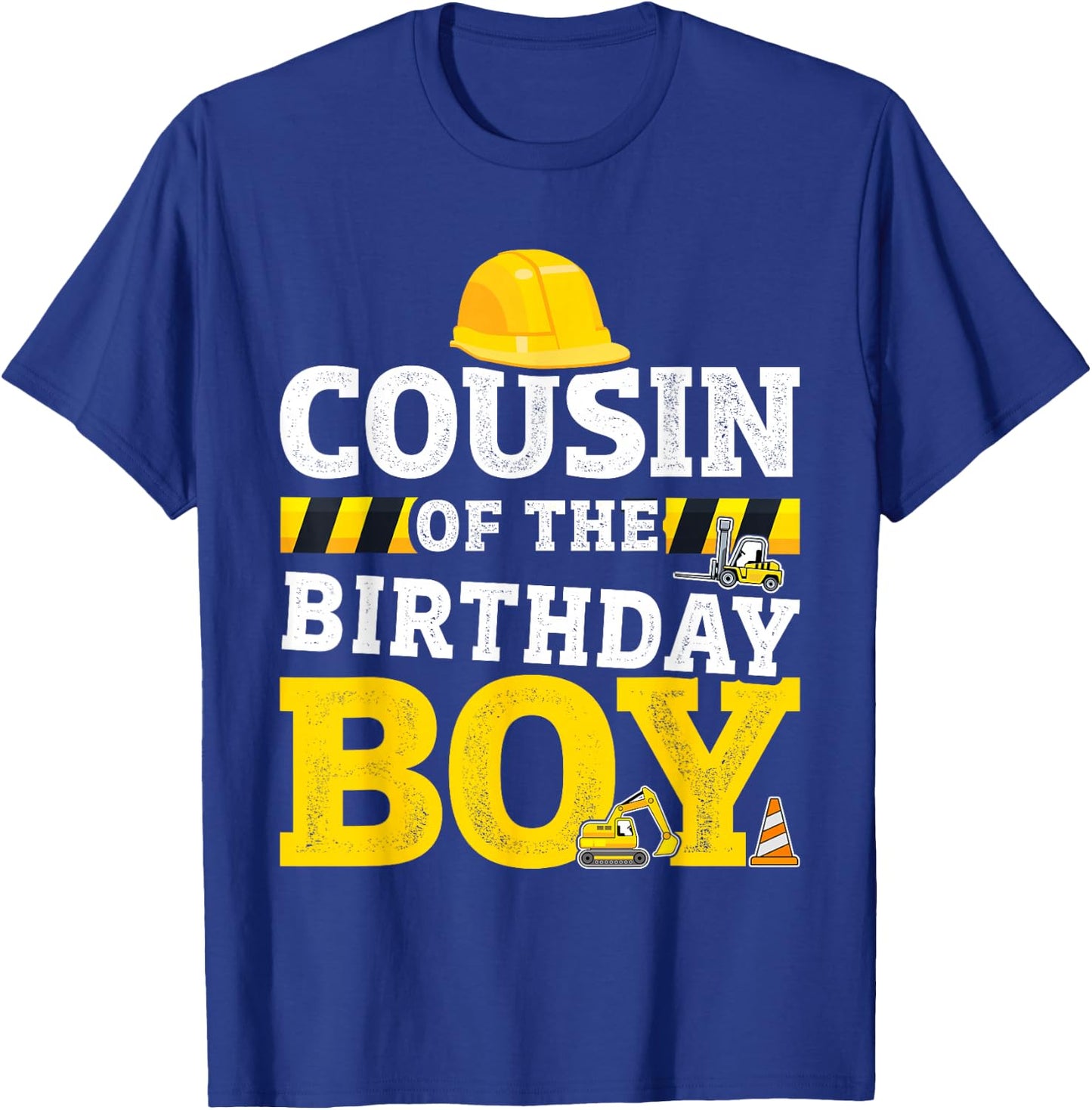 Cousin of birthday boy matching family construction party T-Shirt - T-Shirt | Royal