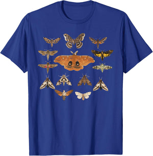 Moth Kinds Retro Lepidoptera Insect Entomology Men Women Kid T-Shirt - T-Shirt | Royal