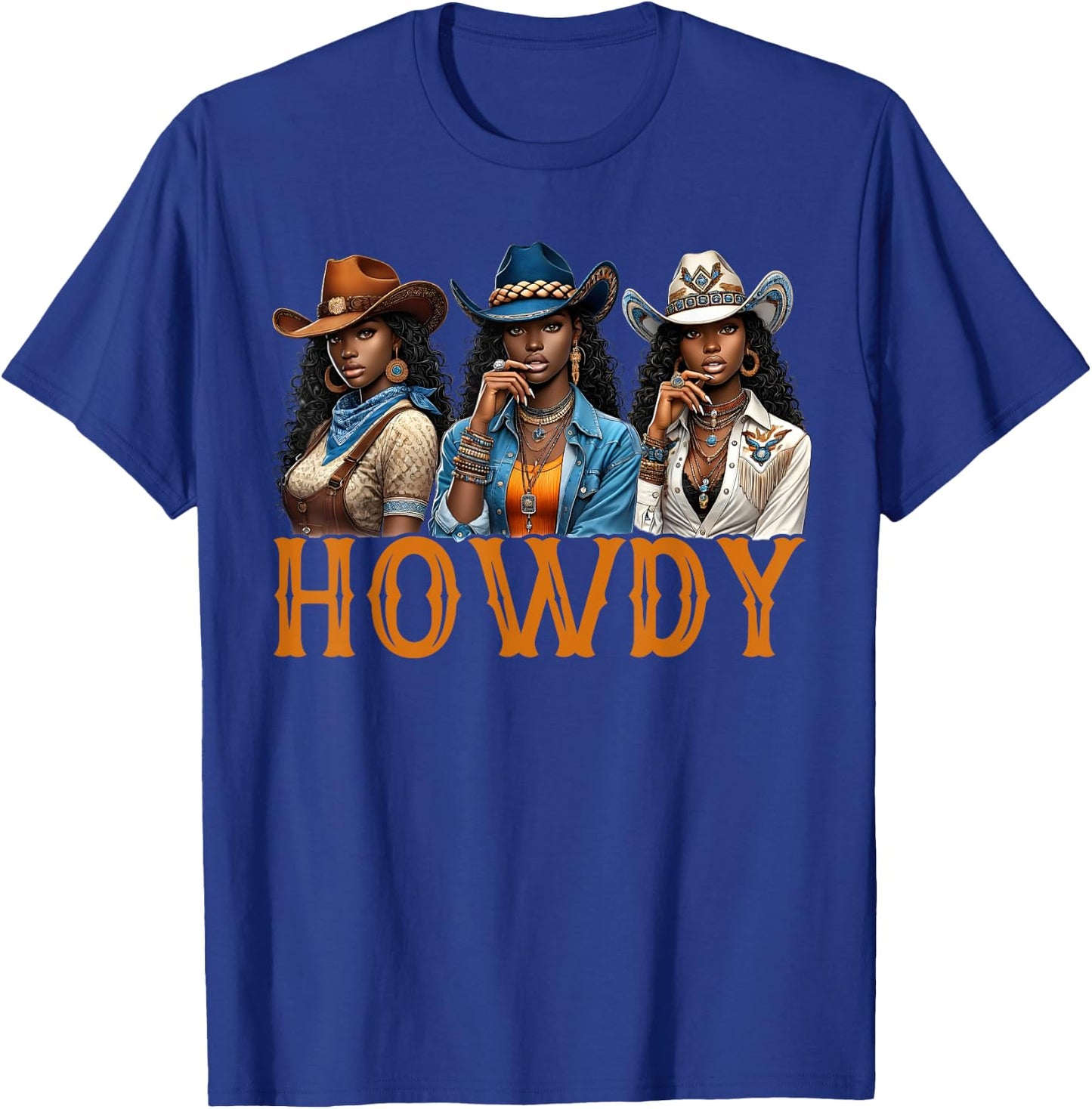 Howdy Western Rodeo Melanin Black Cowgirl African American T-Shirt - T-Shirt | Royal