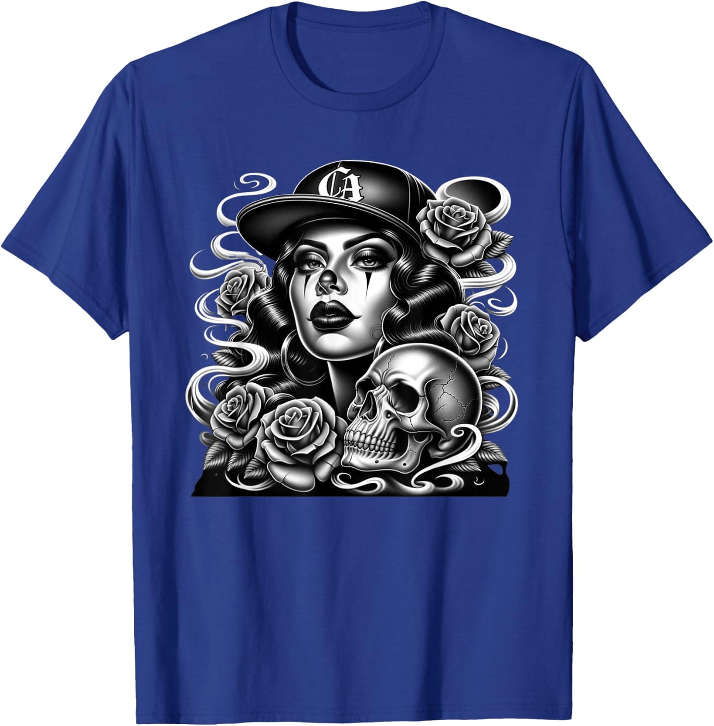 Mexican Street Culture Lowrider Beautiful Latina Women T-Shirt - T-Shirt | Royal