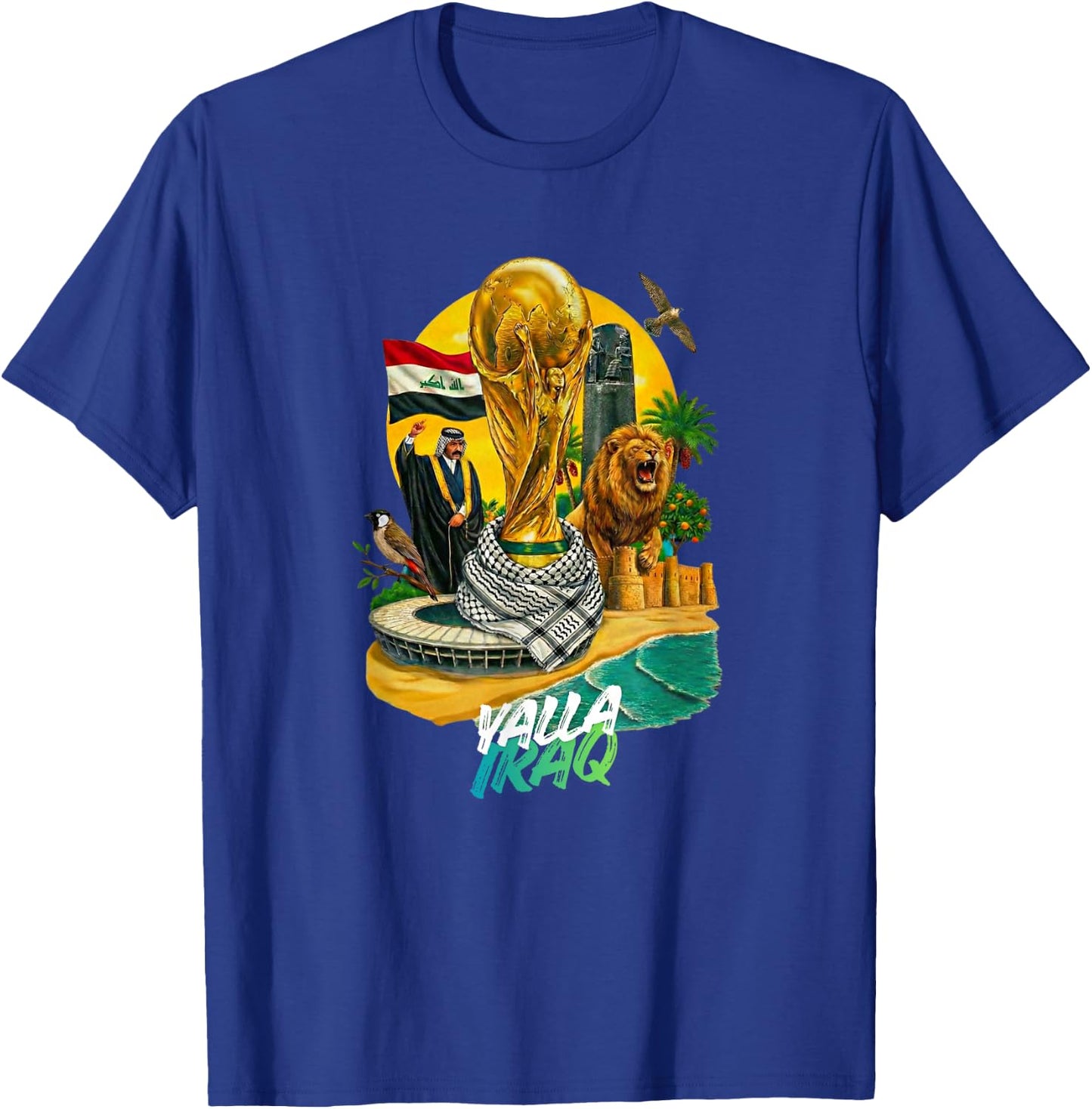 Yalla Iraq Football Fan Lions of Mesopotamia Pride T-Shirt - T-Shirt | Royal