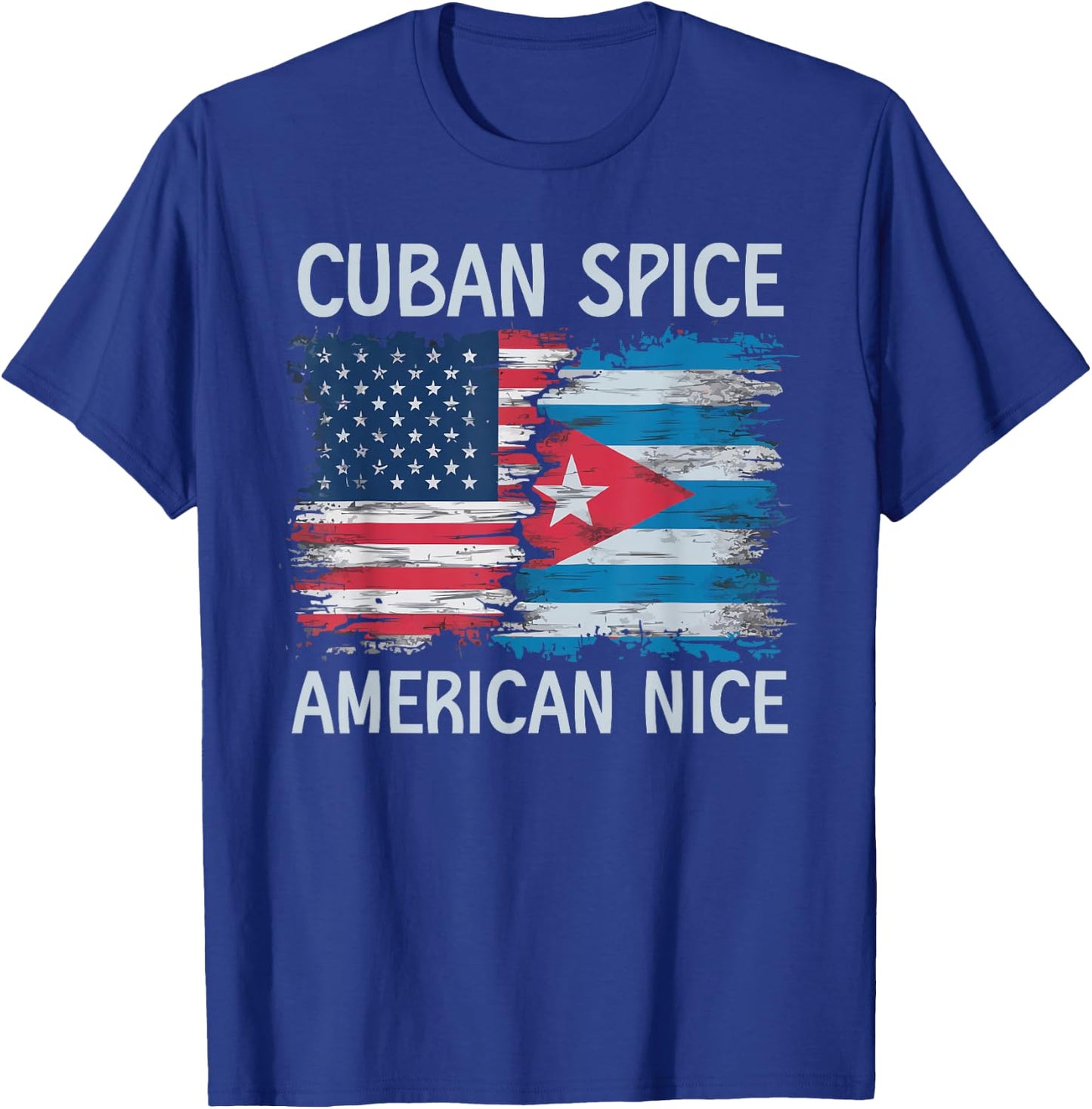 Half Cuban Half American USA Flag Cuba America T-Shirt - T-Shirt | Royal