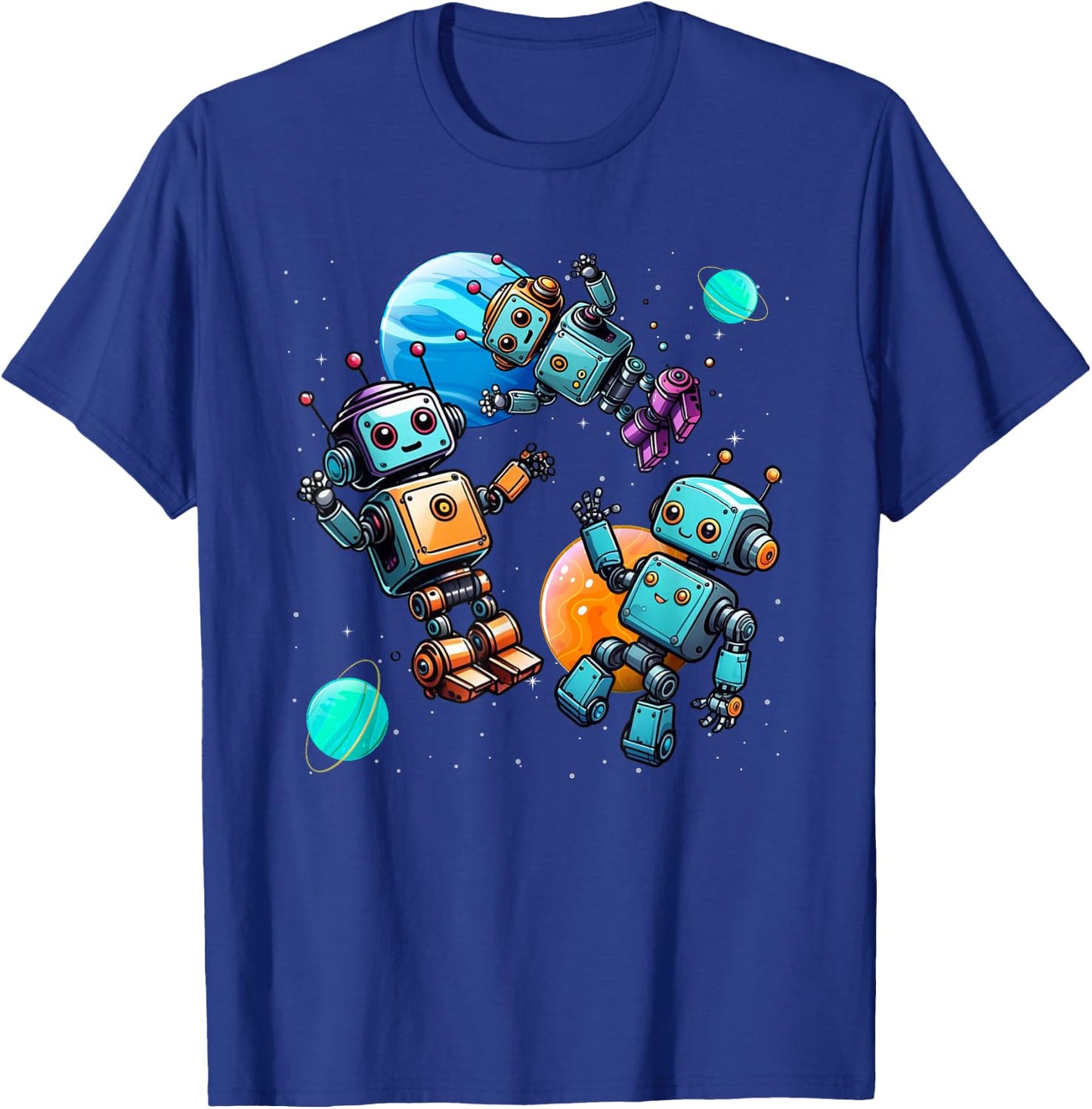 Funny Robot Robotics Apparel -Adult , Black, Small, Short Sleeve, Modern Humorous Robotics Design T-Shirt - T-Shirt | Royal