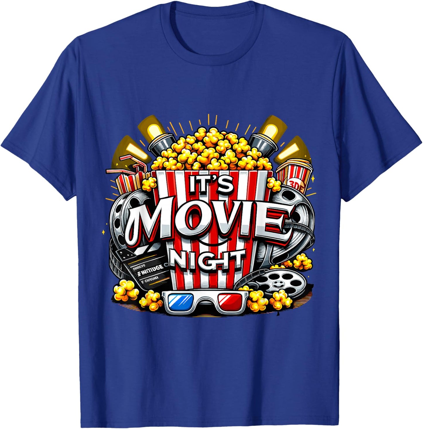 It's Movie Night Popcorn Cinema T-Shirt - T-Shirt | Royal