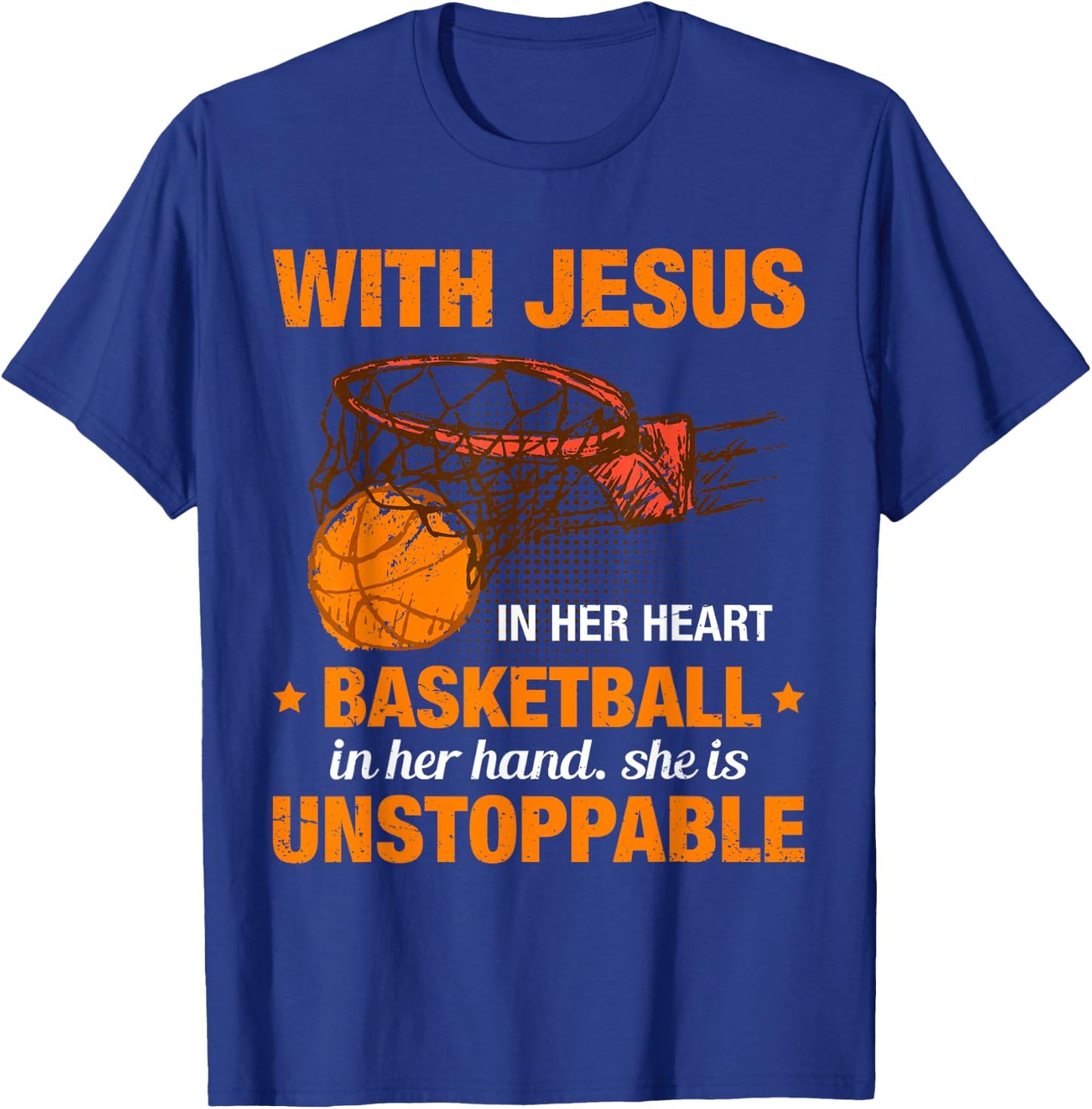 Christian Basketball Girl Religious Jesus Basketball Lover T-Shirt - T-Shirt | Royal
