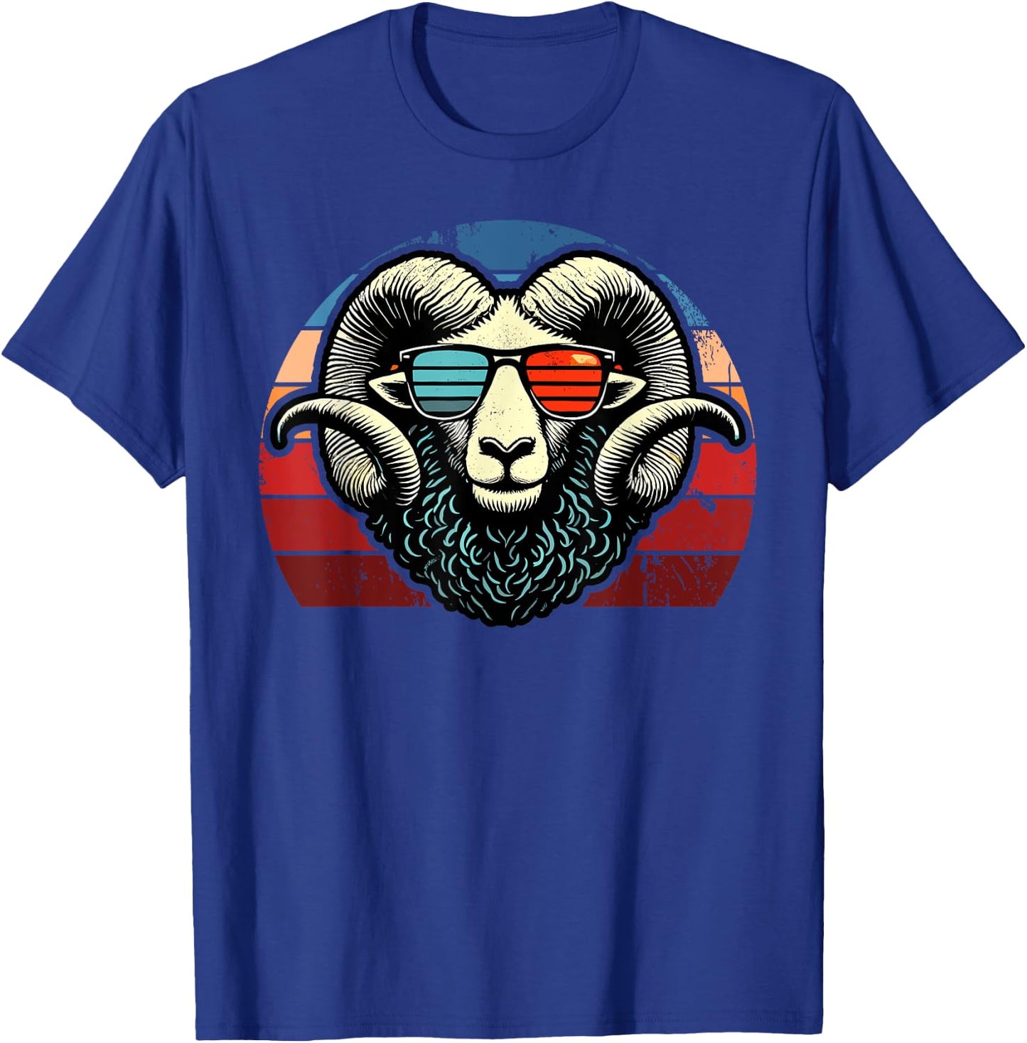 Retro Ram in Sunglasses Men Women Kids Novelty Funny Ram T-Shirt - T-Shirt | Royal