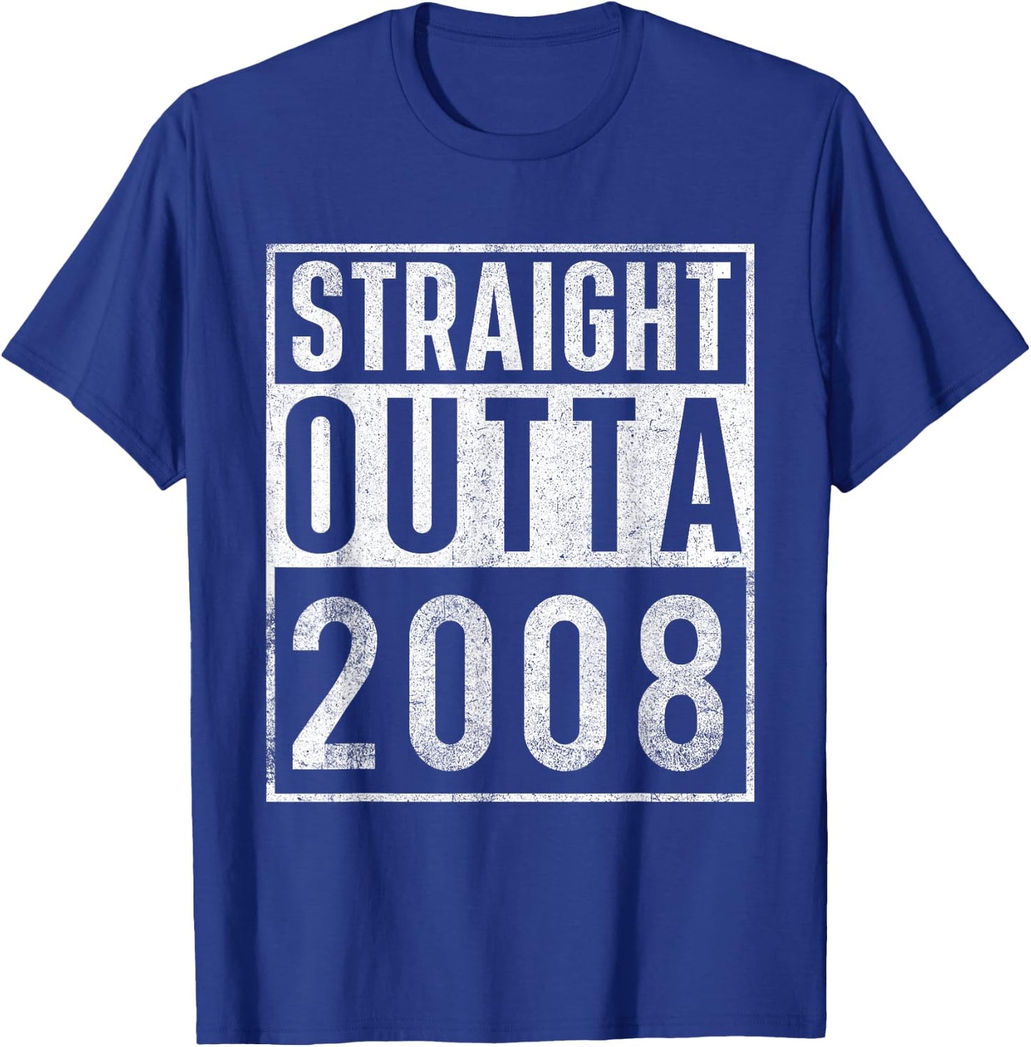 Straight Outta 2008 Year of Birth Birthday T-Shirt - T-Shirt | Royal