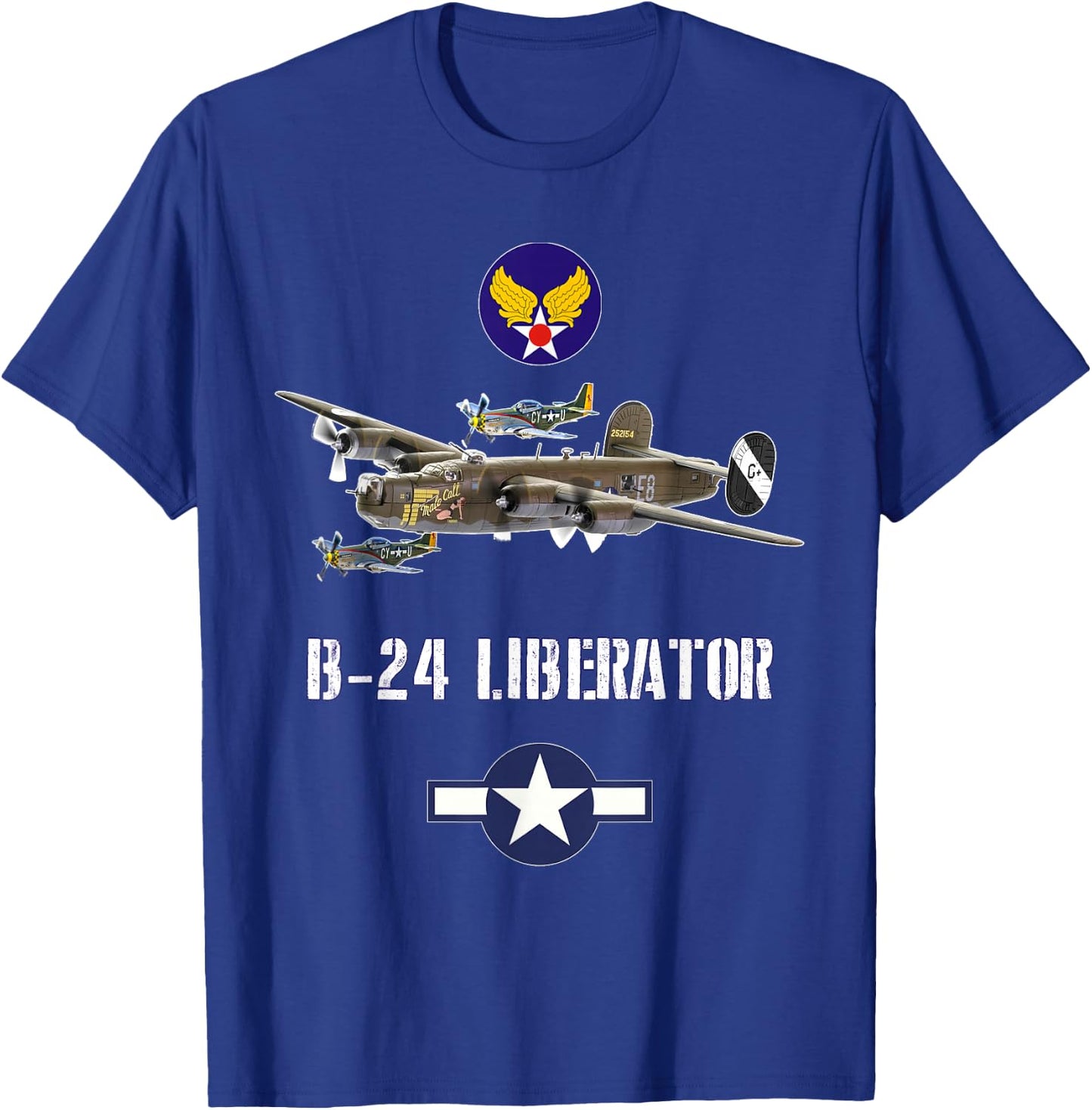 USAAF B-24 Liberator WW2 Bomber Airplane T-Shirt - T-Shirt | Royal