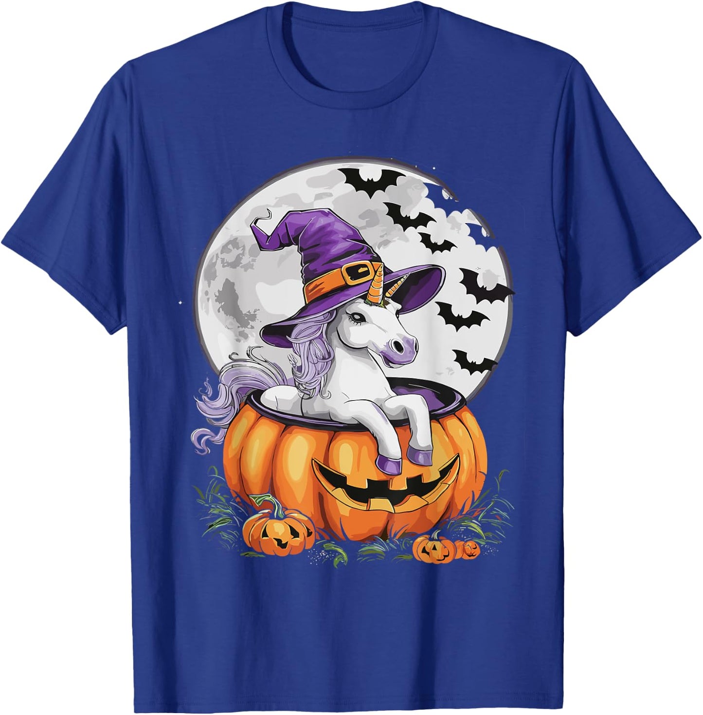 Cute Unicorn Halloween Girls Women Witchy Unicorn Halloween T-Shirt - T-Shirt | Royal
