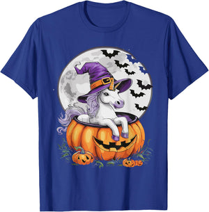 Cute Unicorn Halloween Girls Women Witchy Unicorn Halloween T-Shirt - T-Shirt | Royal